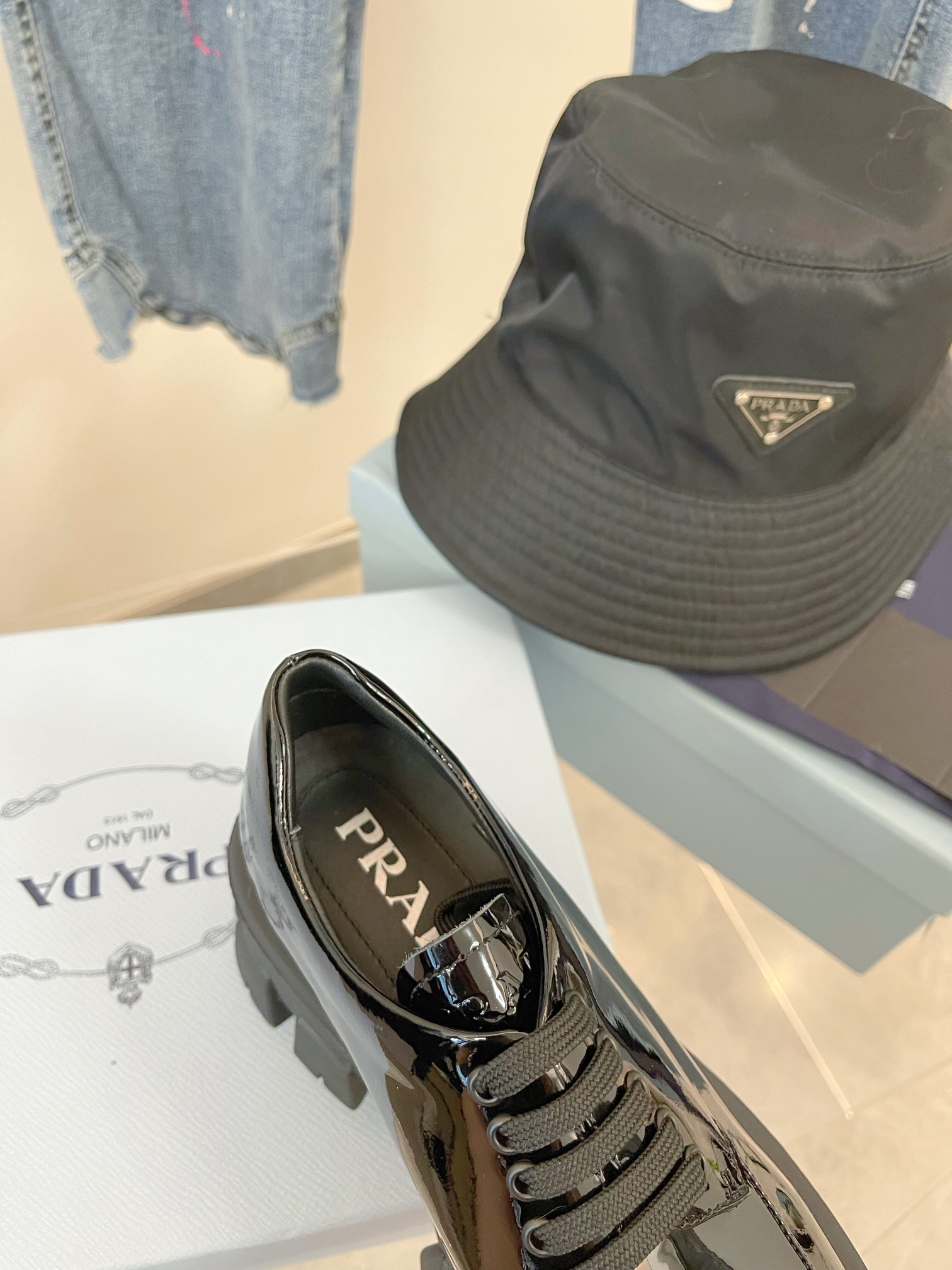 Prada men's leather shoes-11