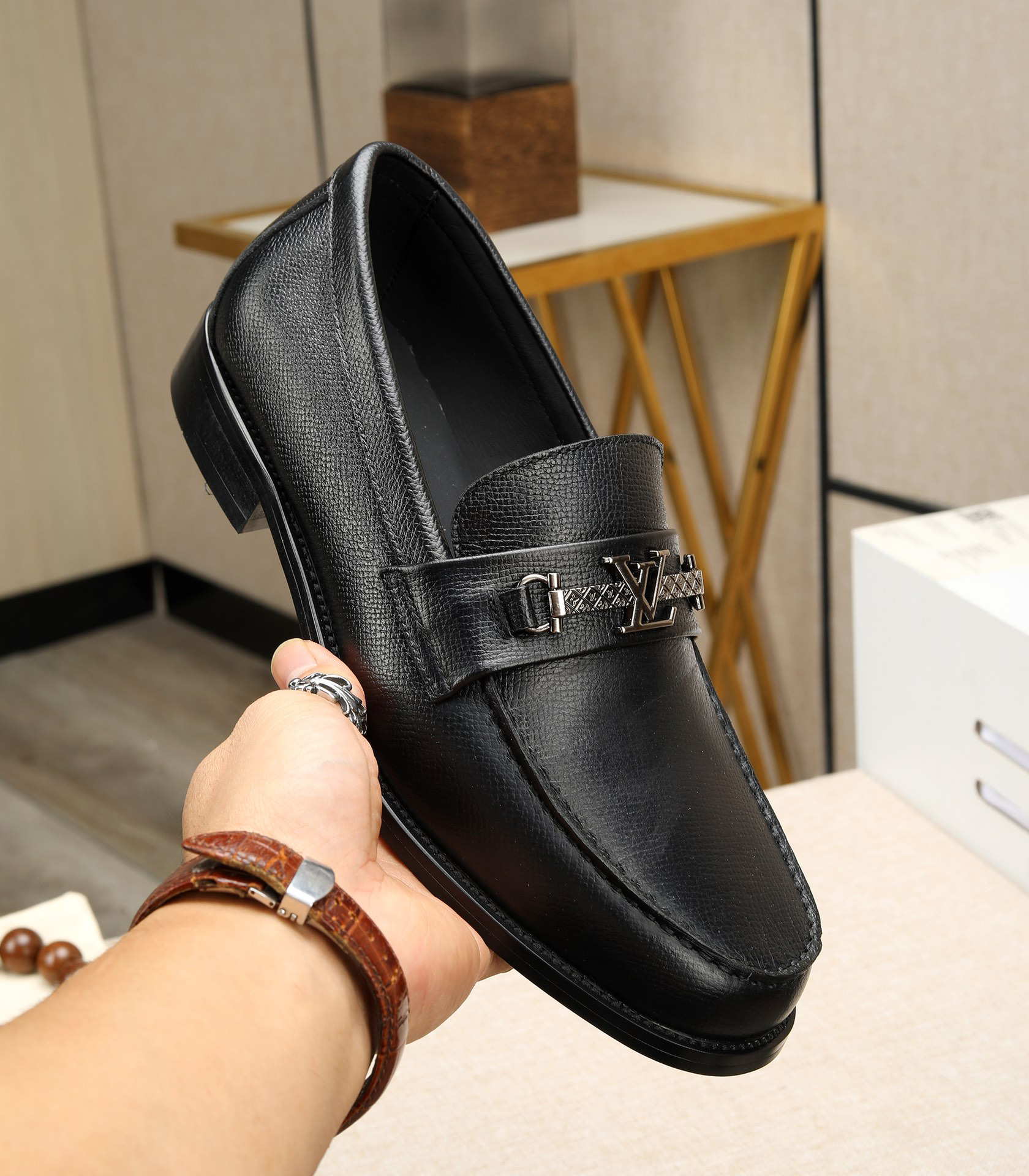 LV men's leather shoes-48