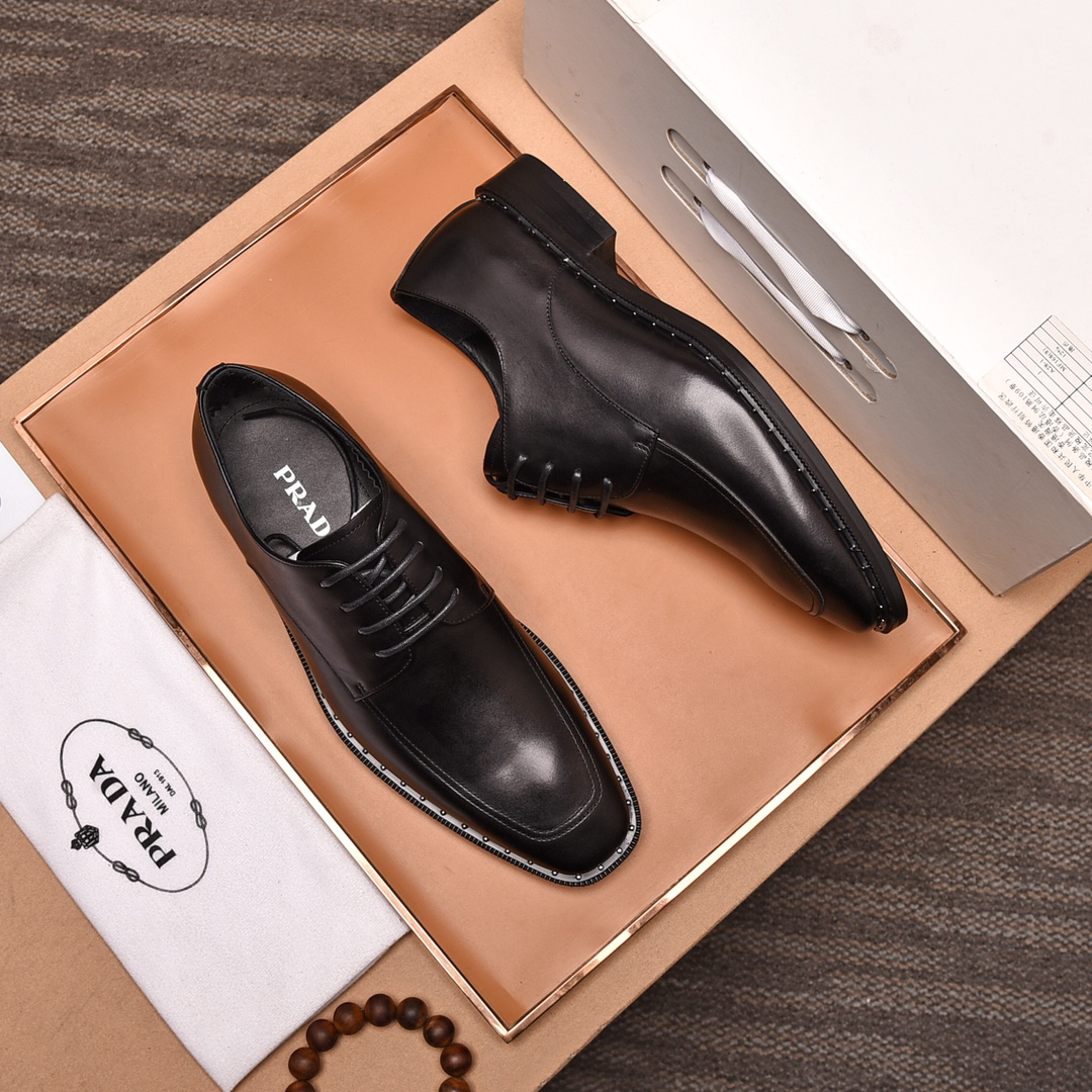 Prada men's leather shoes-10