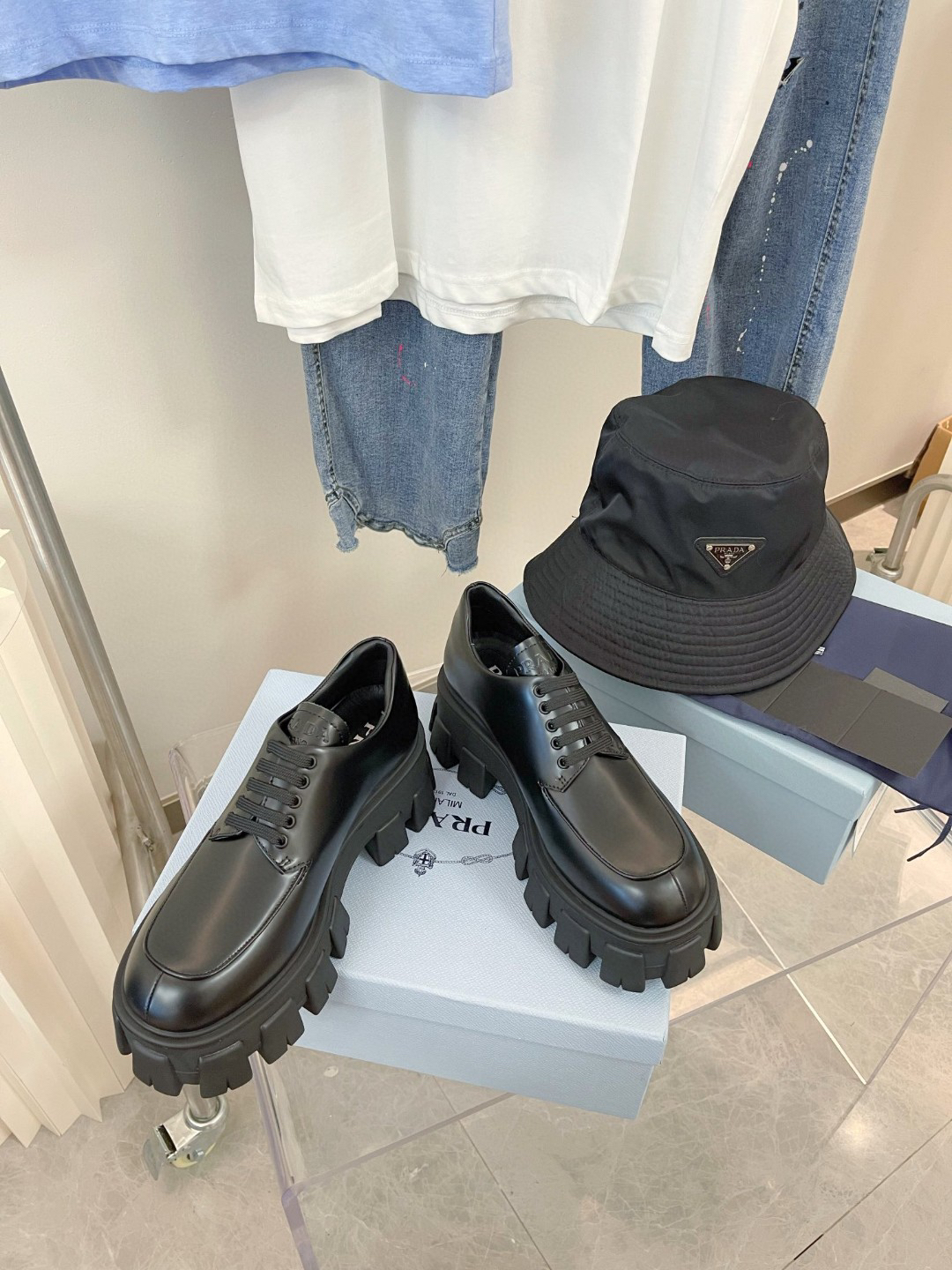 Prada women's leather shoes-21