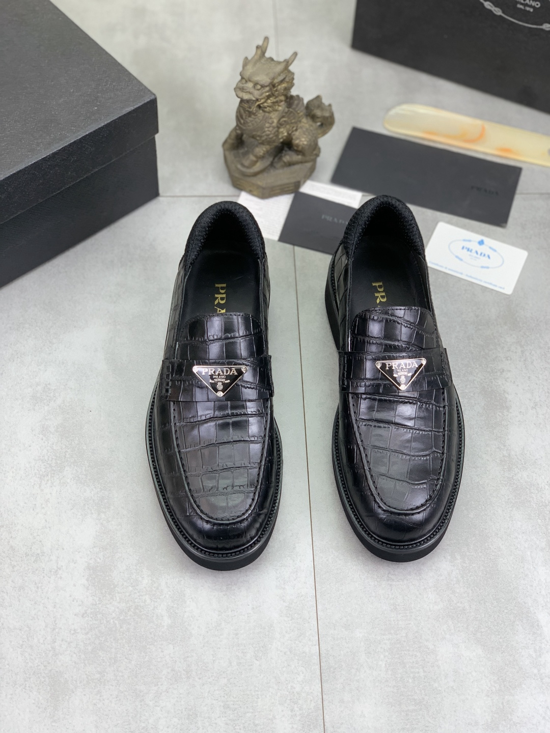 Prada men's leather shoes-13