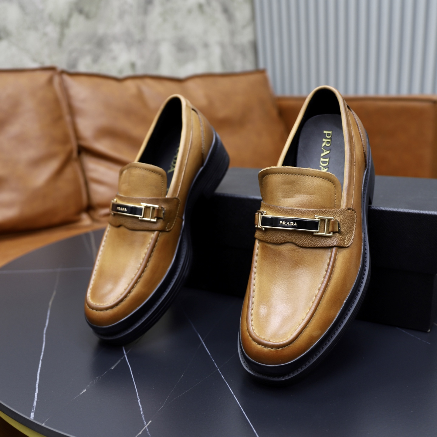 Prada men's leather shoes-66