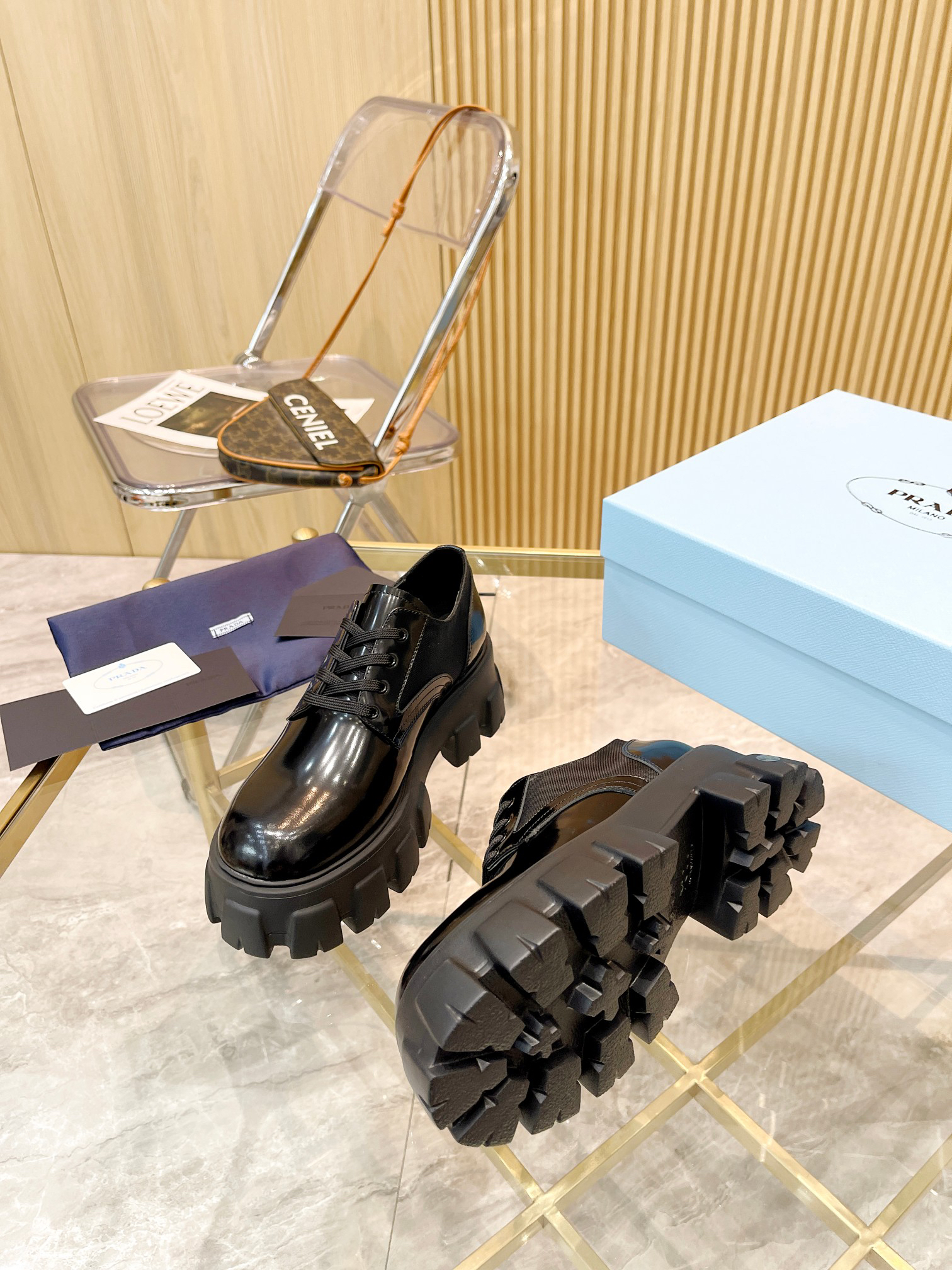 Prada women's leather shoes-25