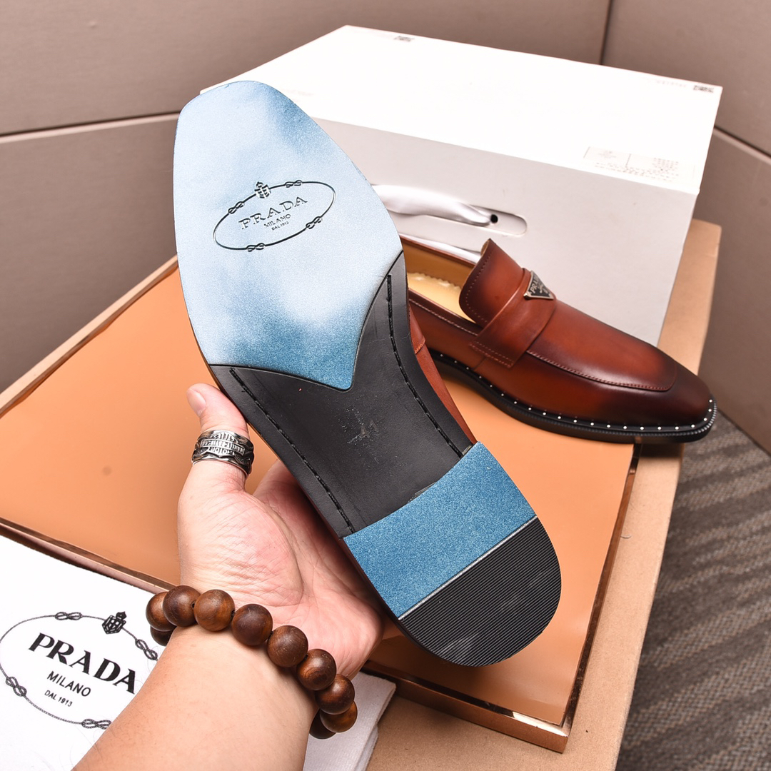 Prada men's leather shoes-38