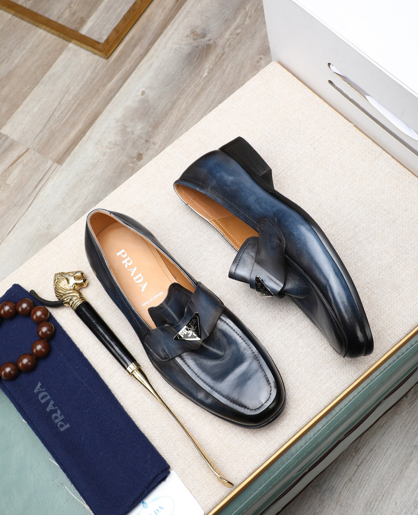 Prada men's leather shoes-58