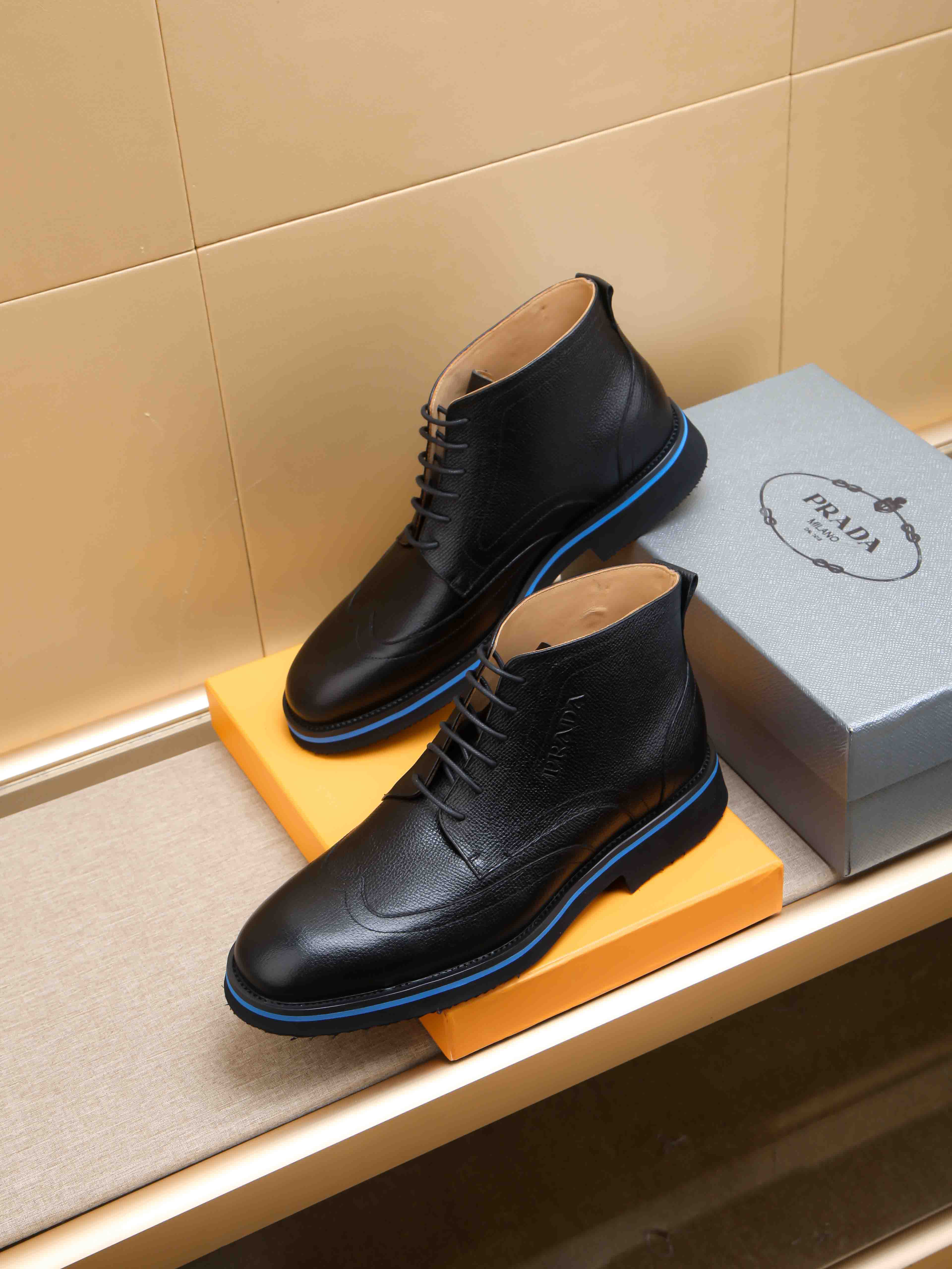 Prada men's leather shoes-83