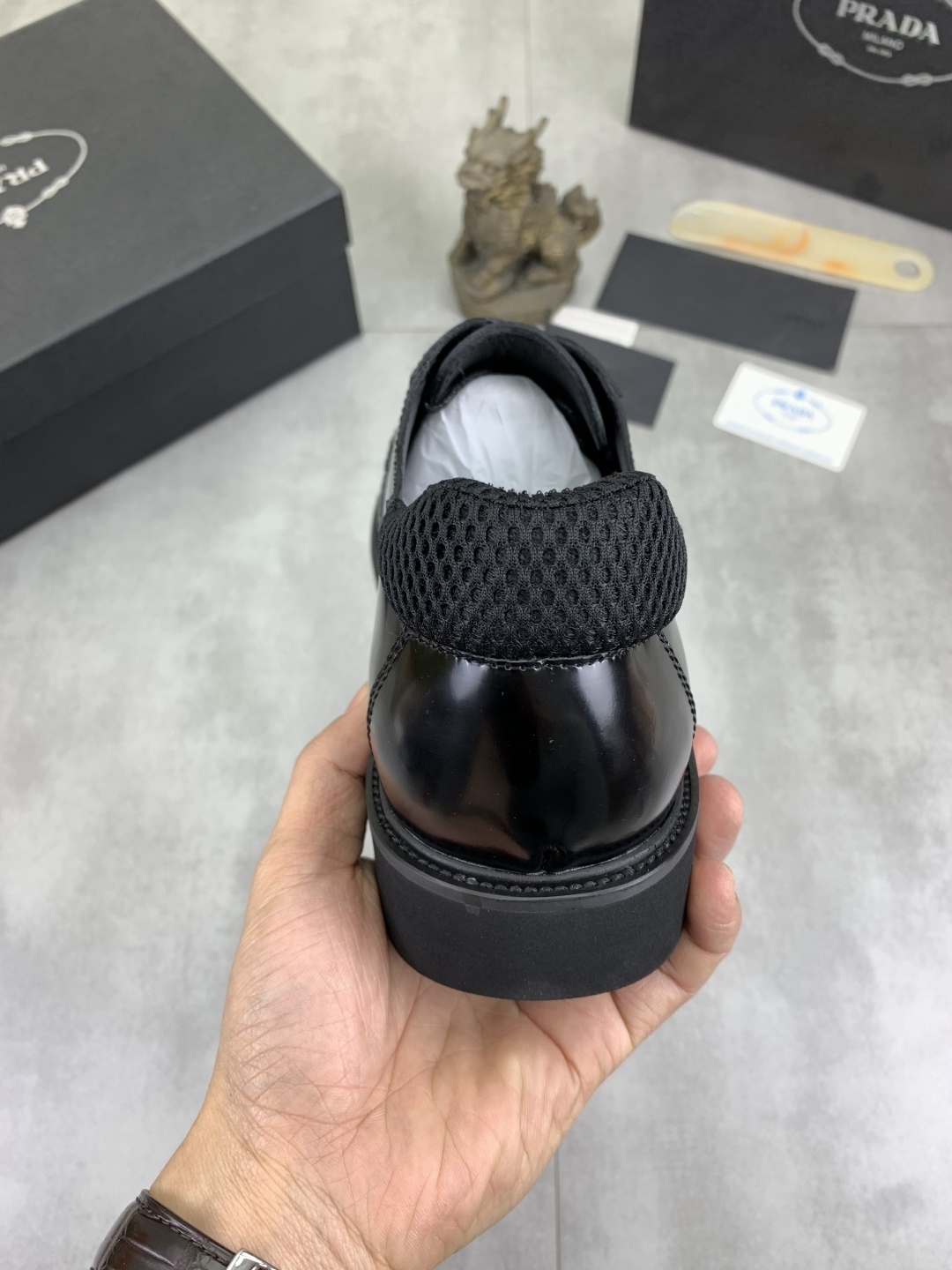 Prada men's leather shoes-12