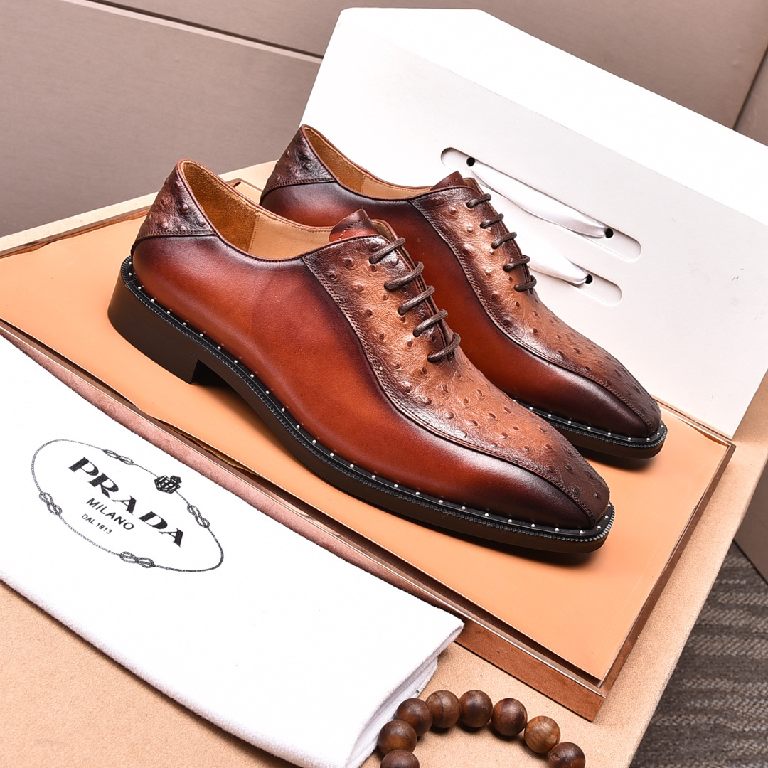 Prada men's leather shoes-72