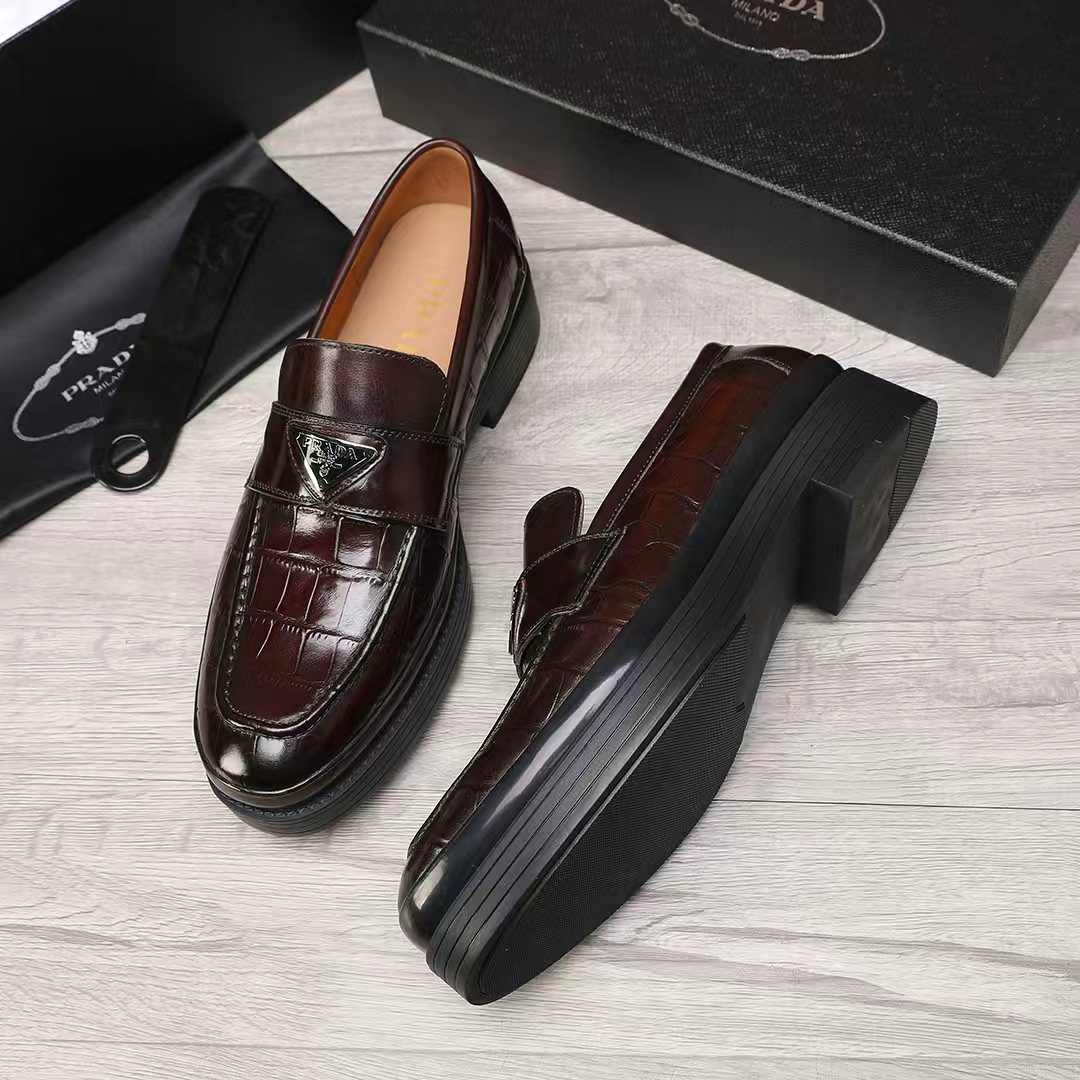 Prada men's leather shoes-80