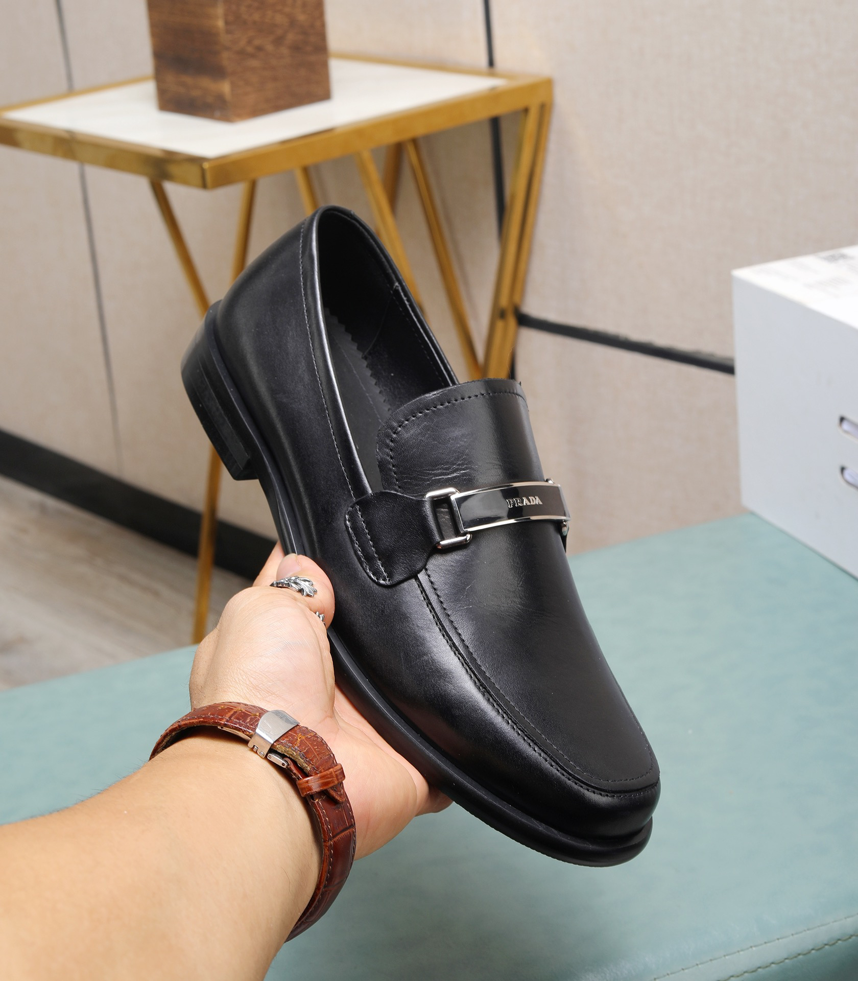 Prada men's leather shoes-30