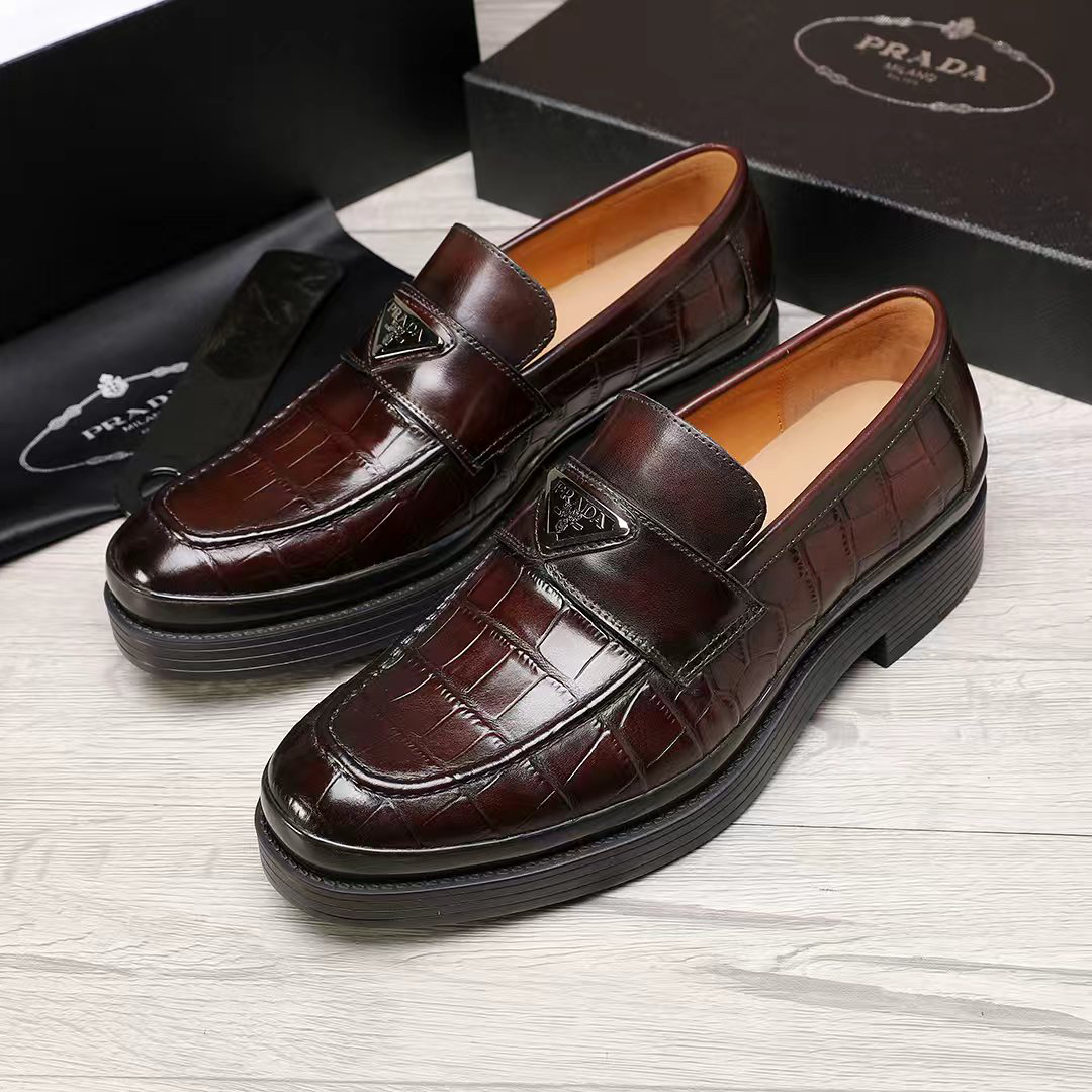 Prada men's leather shoes-80