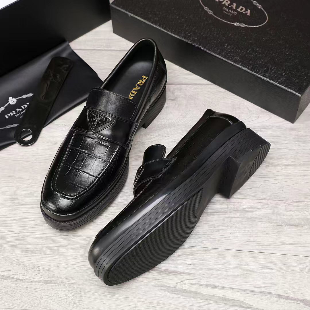 Prada men's leather shoes-75