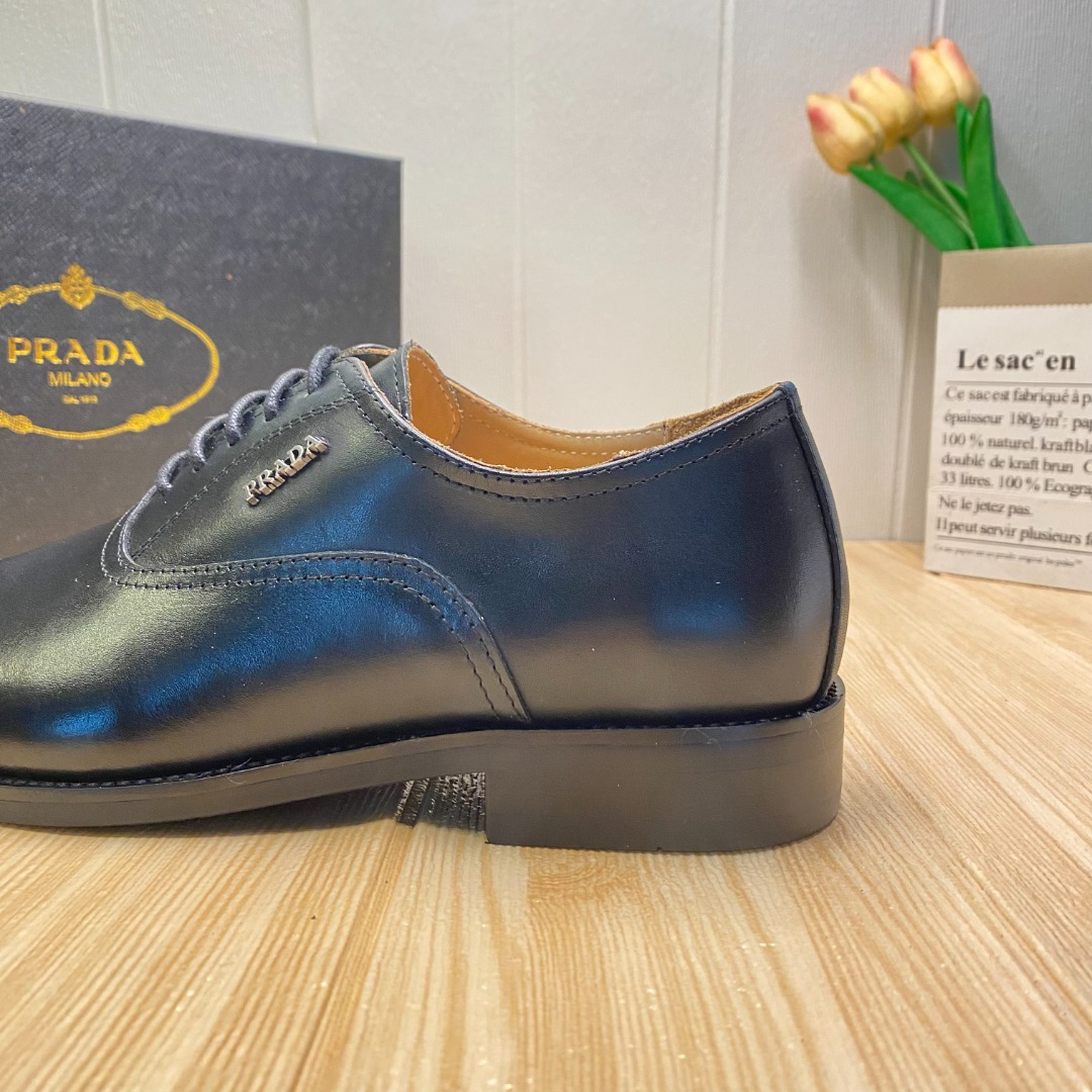 Prada men's leather shoes-4