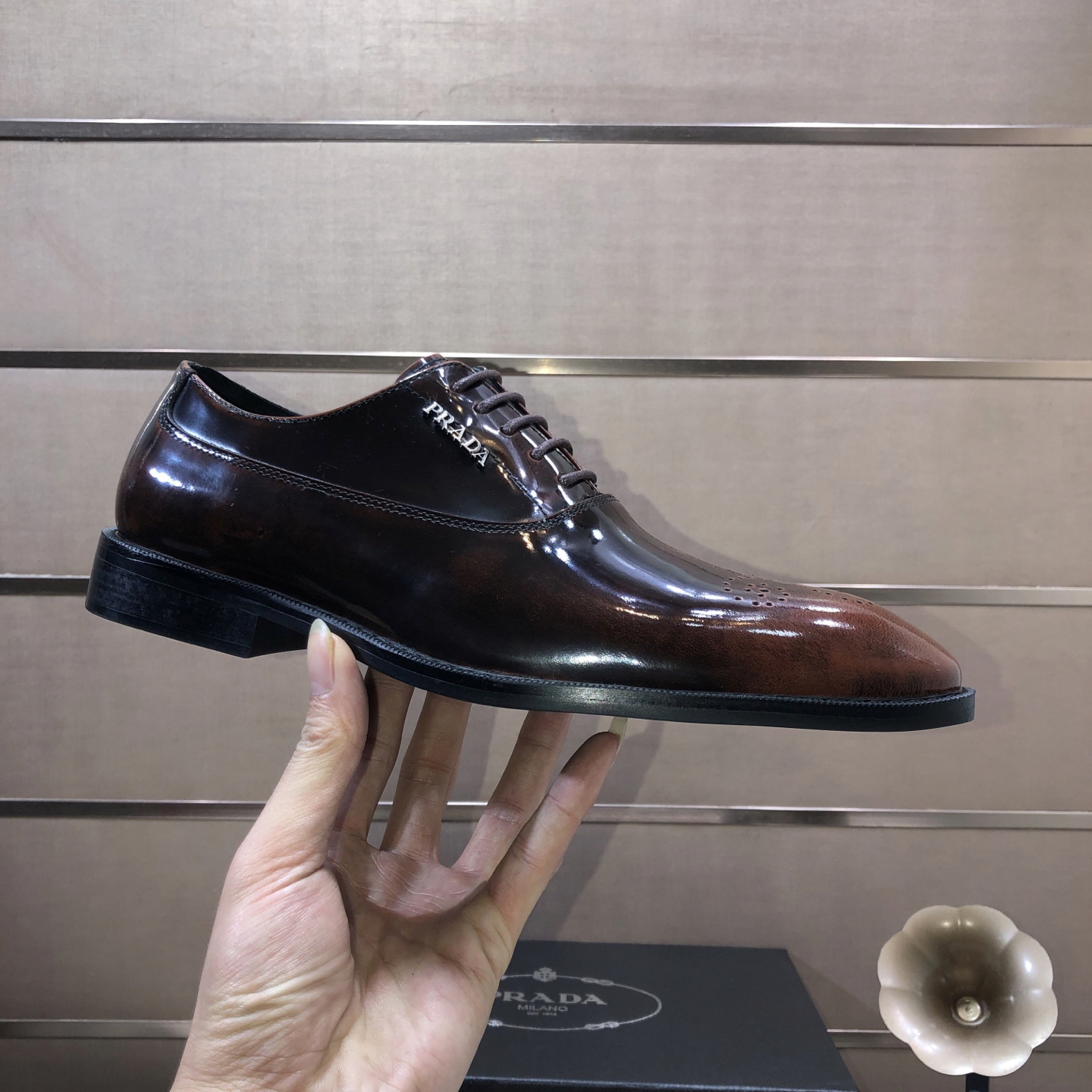 Prada men's leather shoes-49