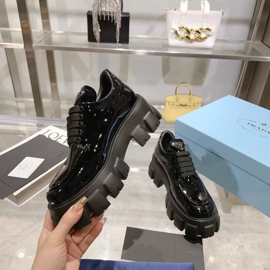 Prada women's leather shoes-19