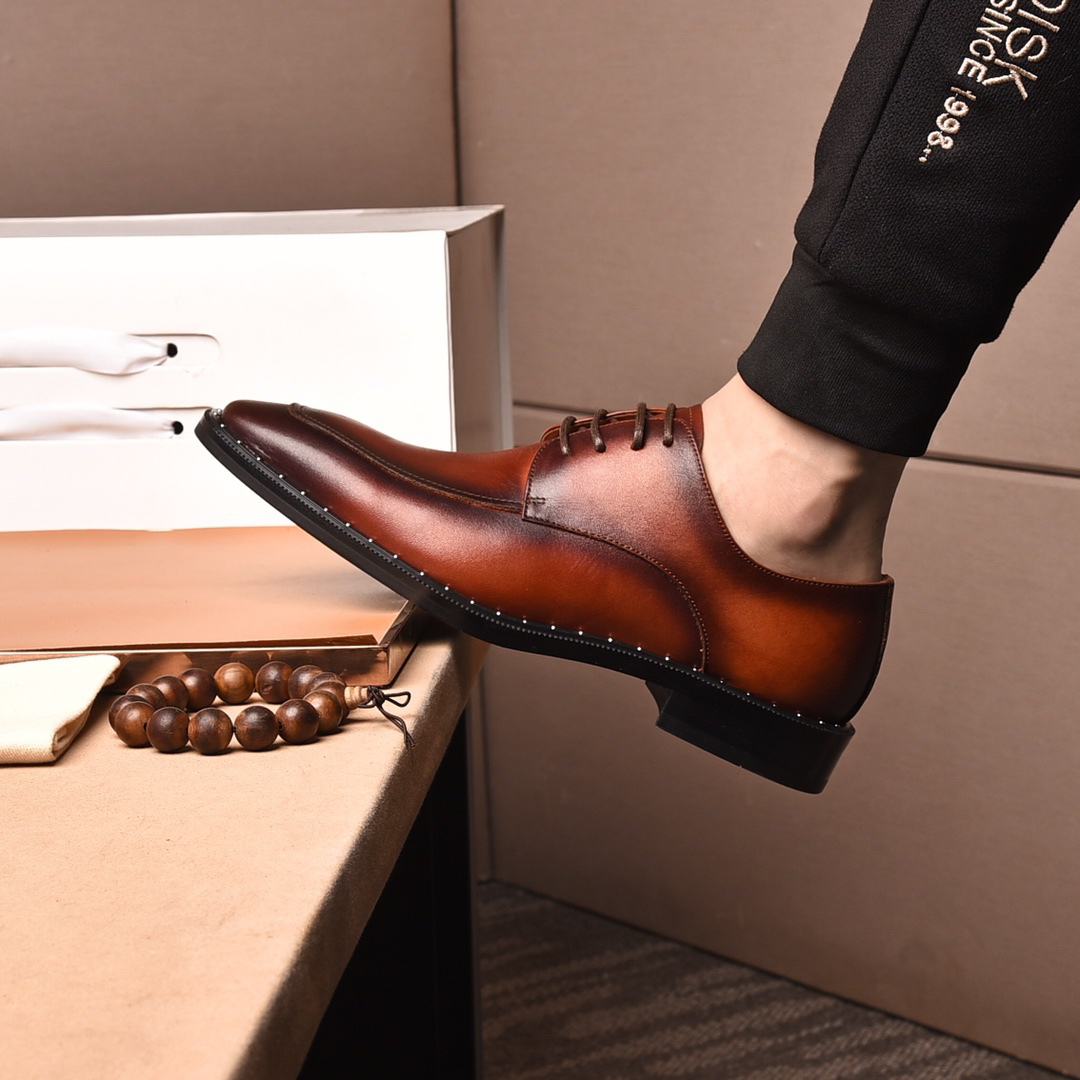 Prada men's leather shoes-15