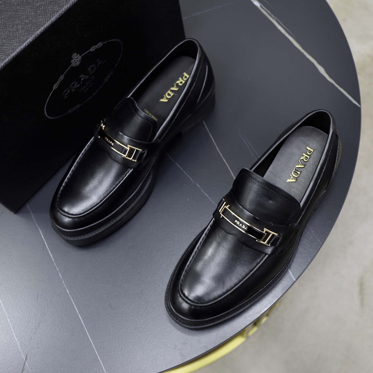 Prada men's leather shoes-65