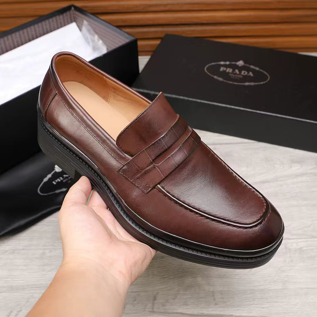 Prada men's leather shoes-78