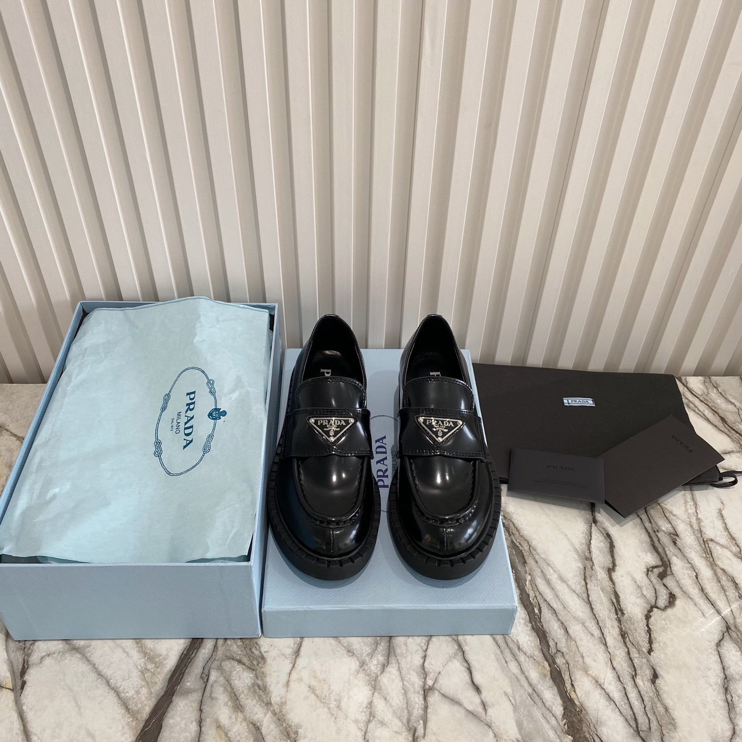Prada men's leather shoes-9