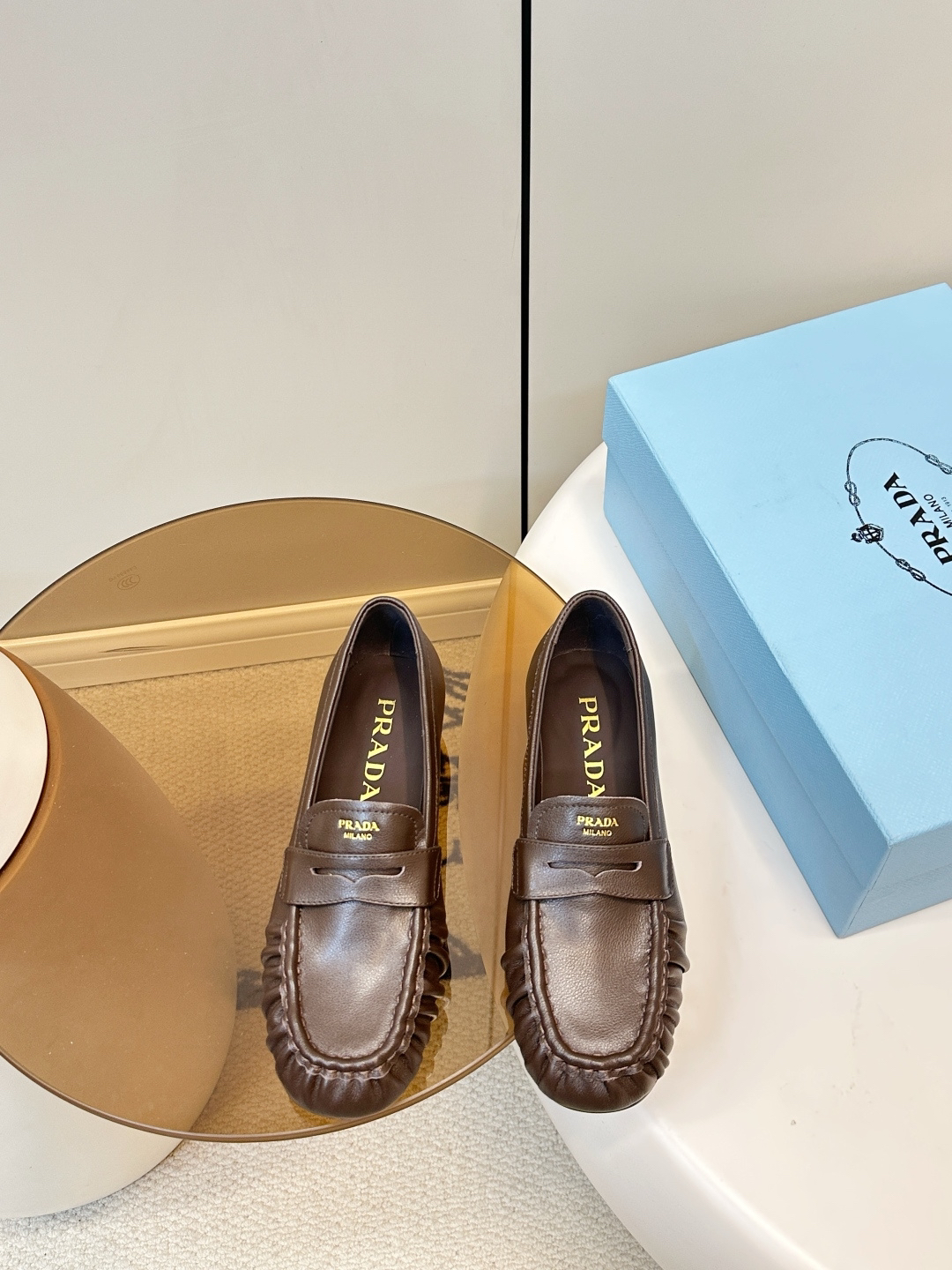 Prada women's leather shoes-49