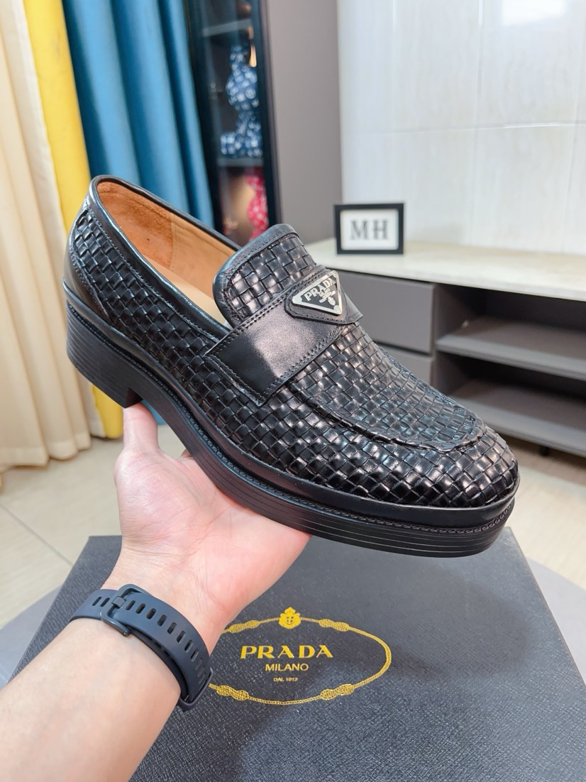Prada men's leather shoes-7