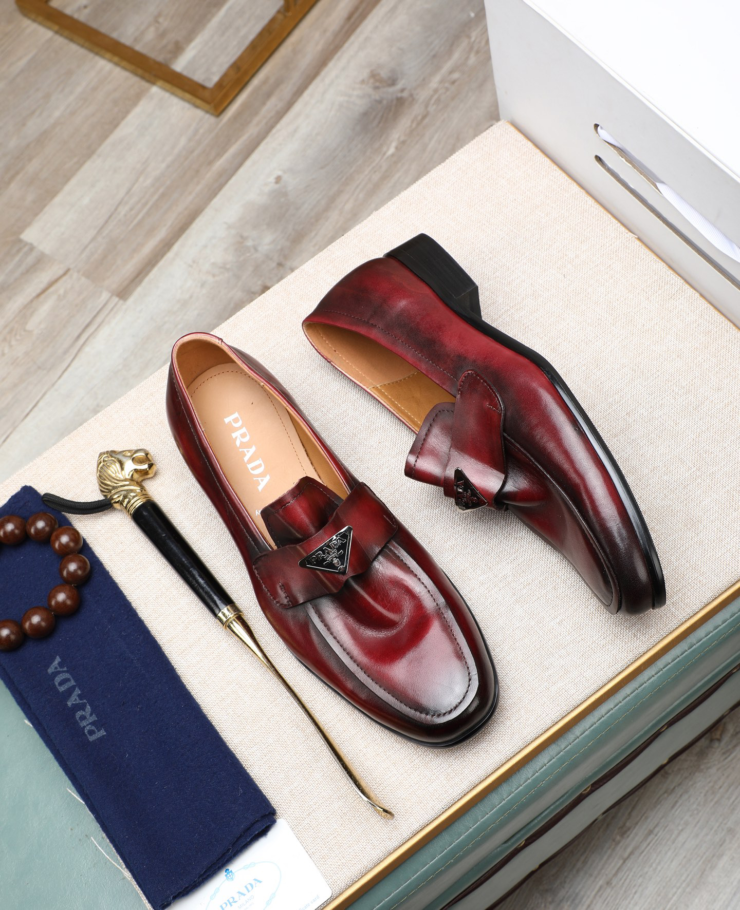 Prada men's leather shoes-60