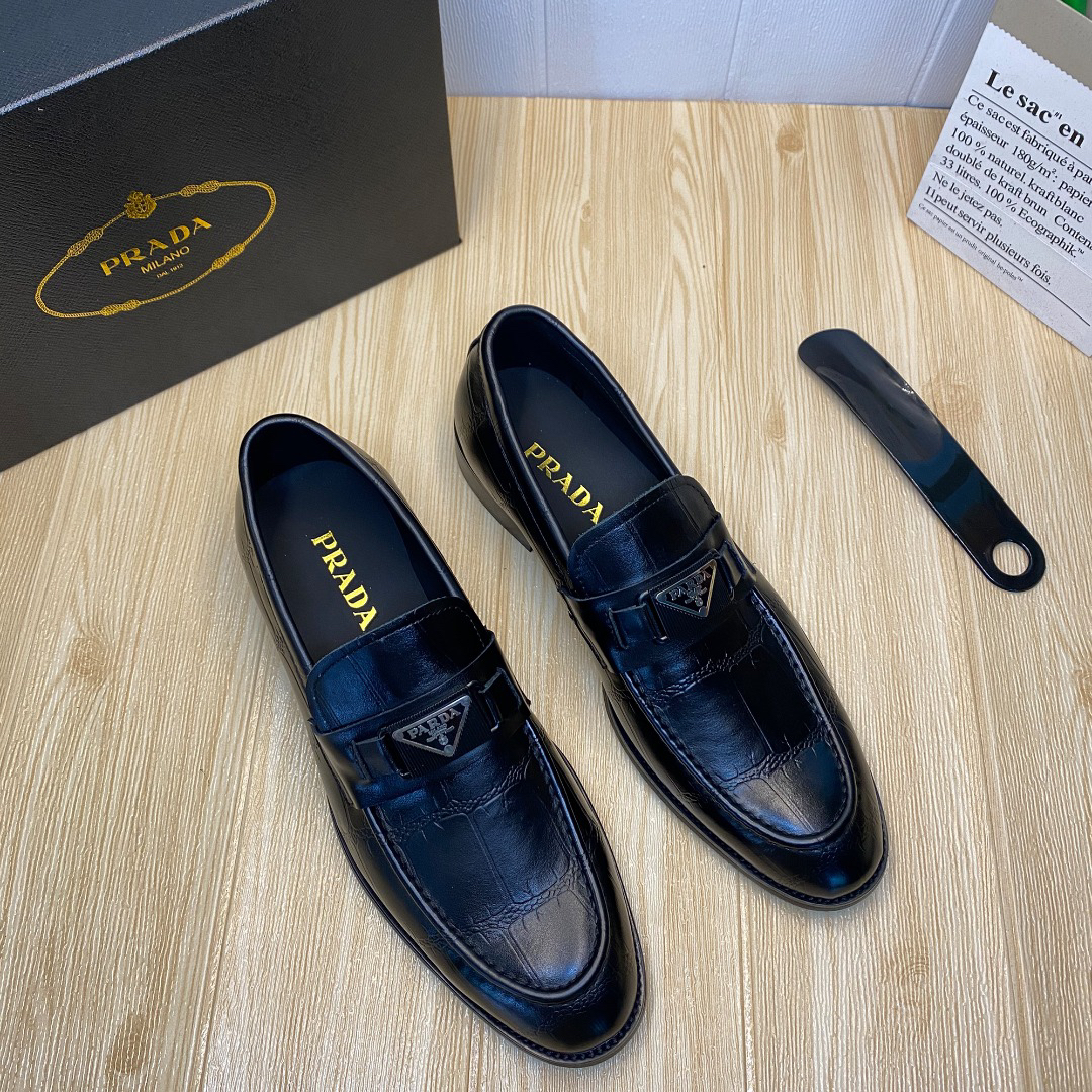 Prada men's leather shoes-6