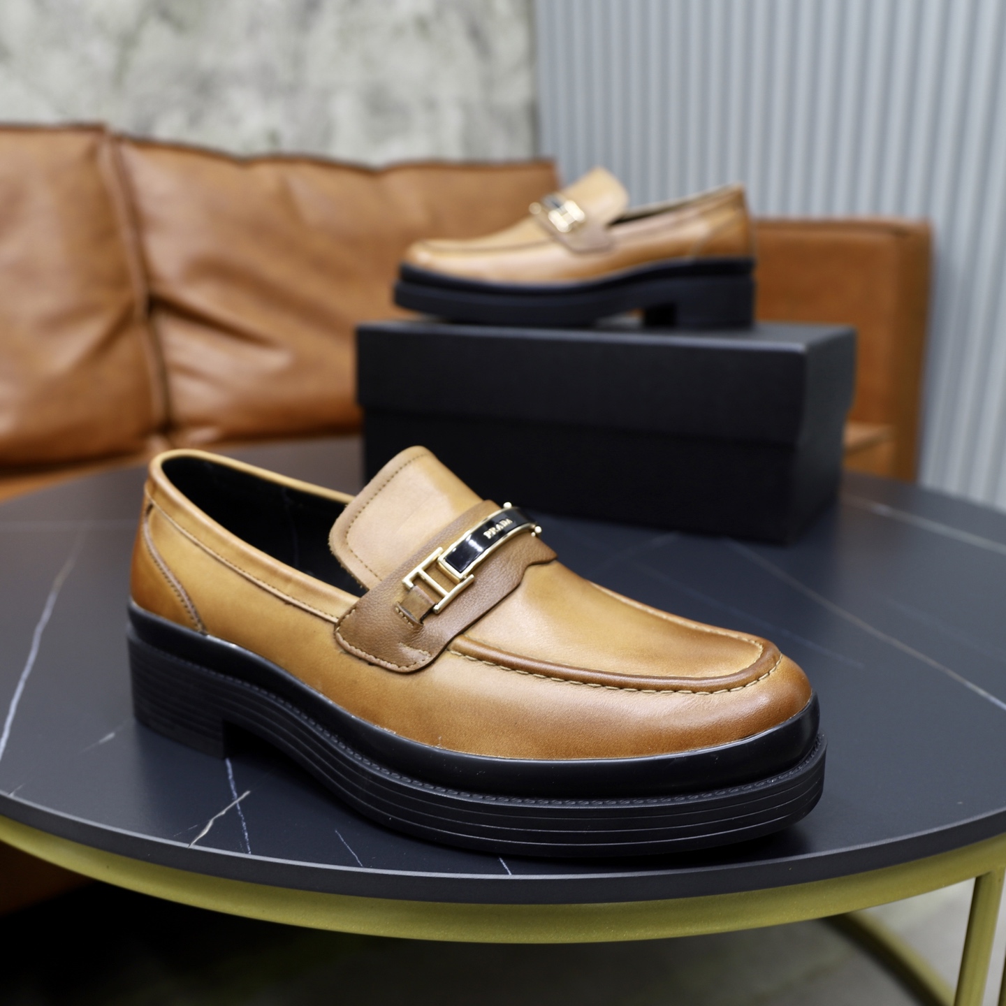 Prada men's leather shoes-66