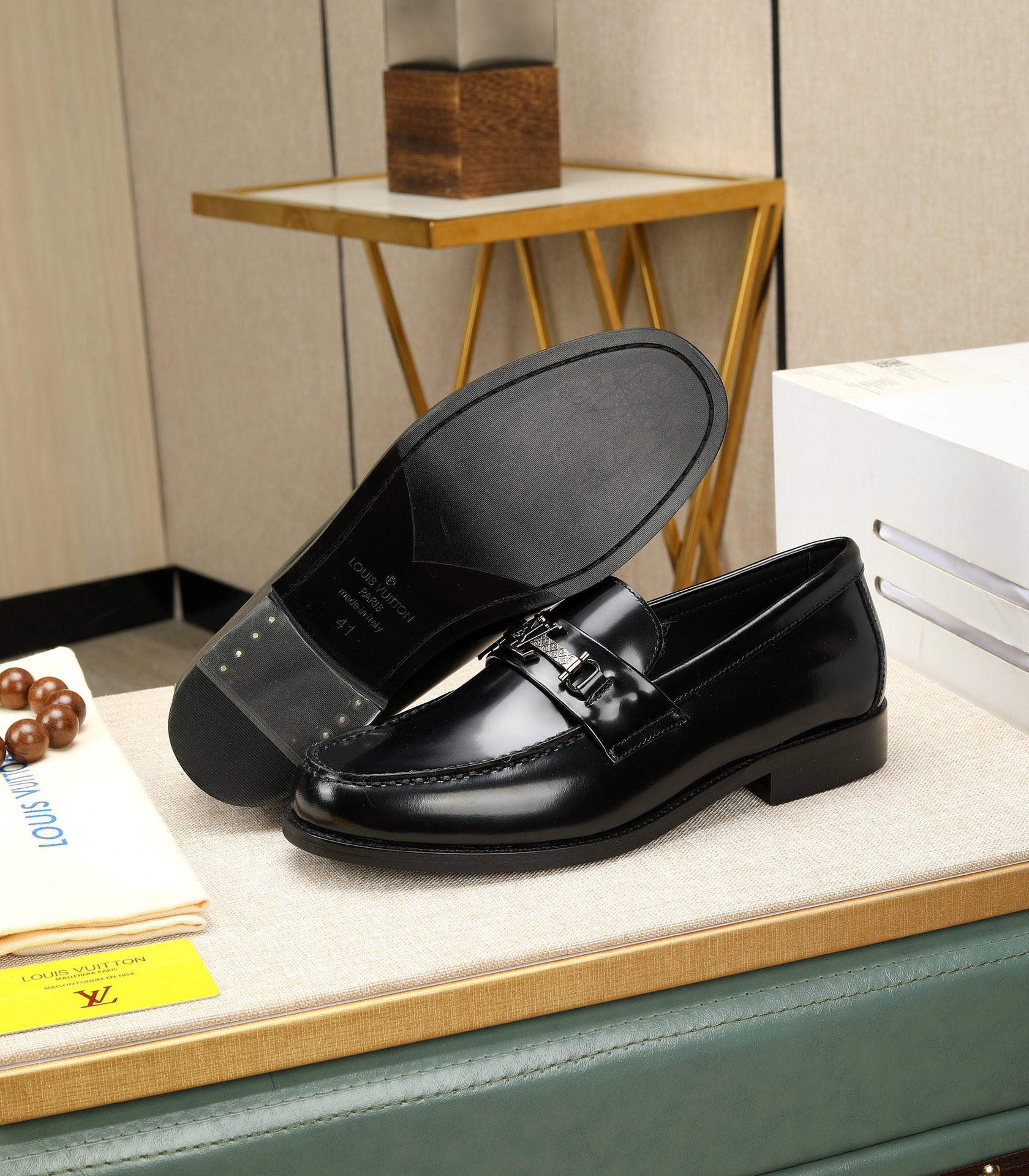 LV men's leather shoes-49