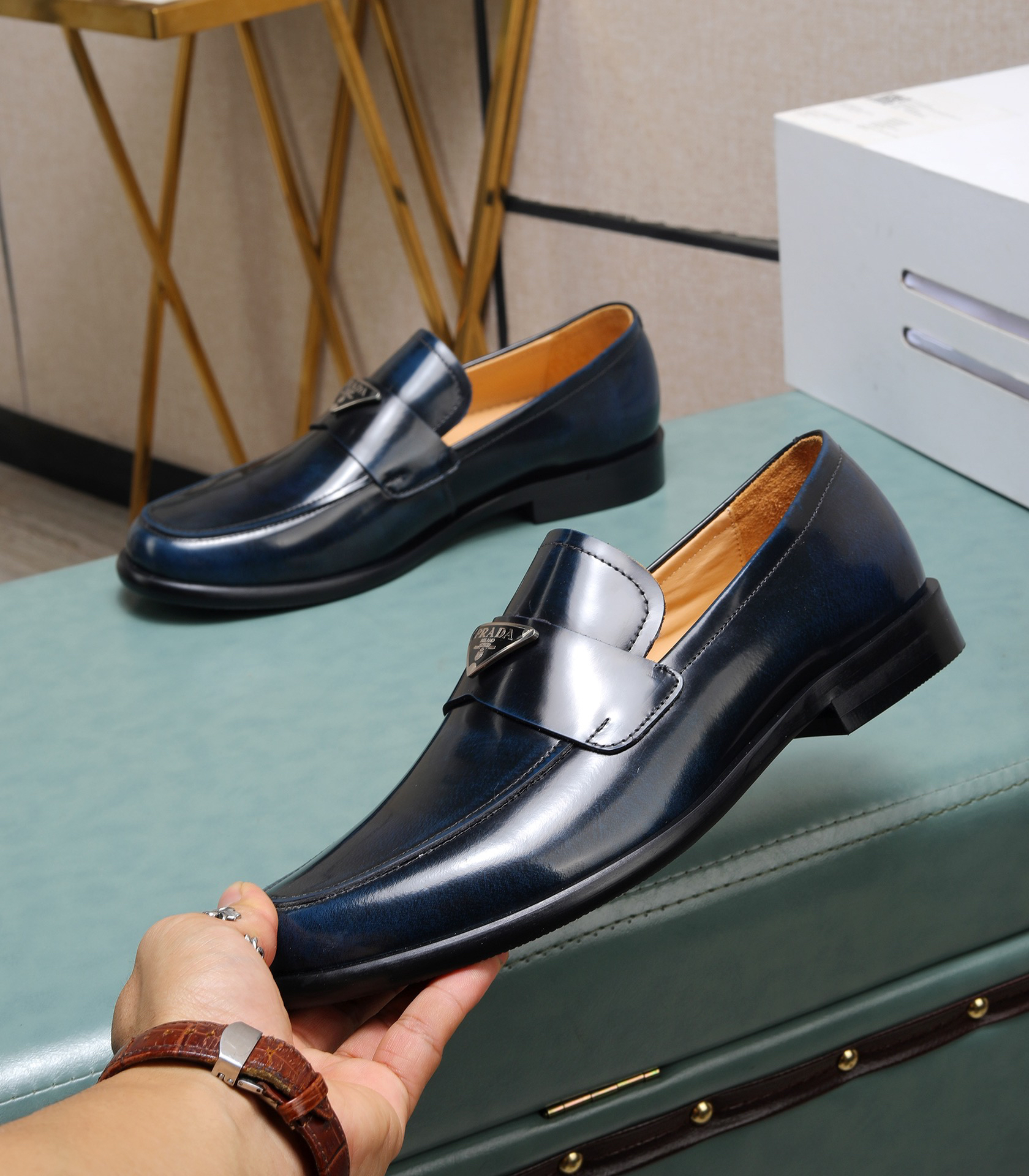 Prada men's leather shoes-37