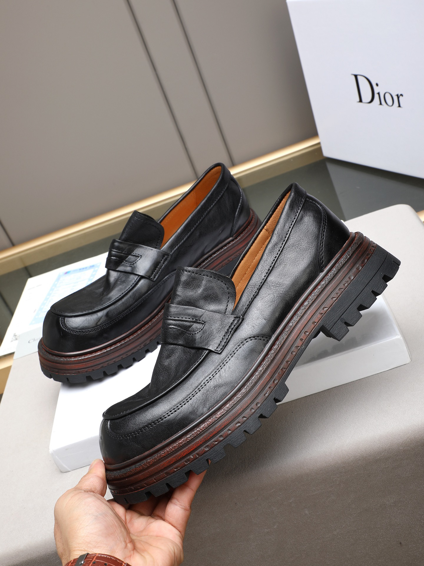 Dior men's leather shoes-14