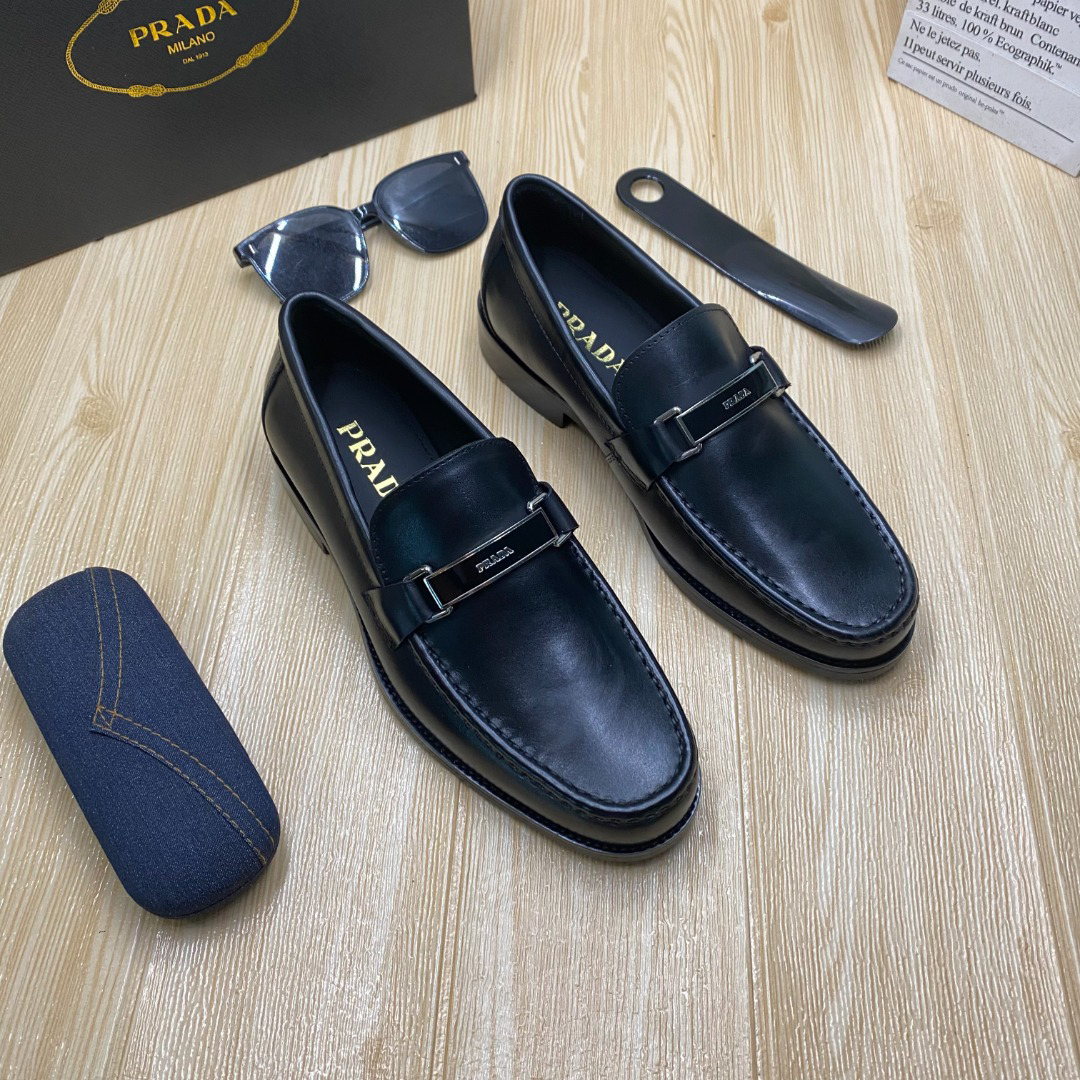 Prada men's leather shoes-5
