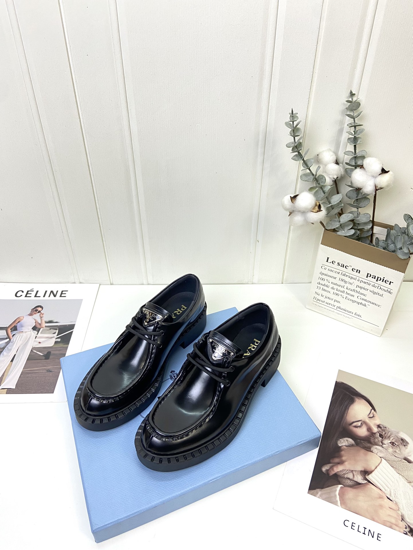 Prada women's leather shoes-11