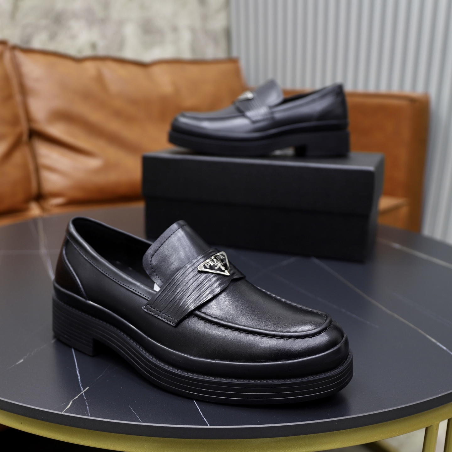 Prada men's leather shoes-67