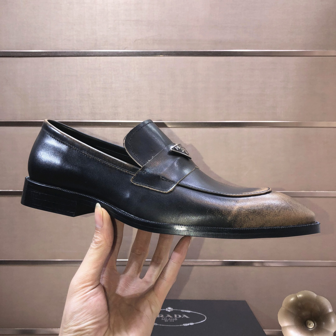 Prada men's leather shoes-34