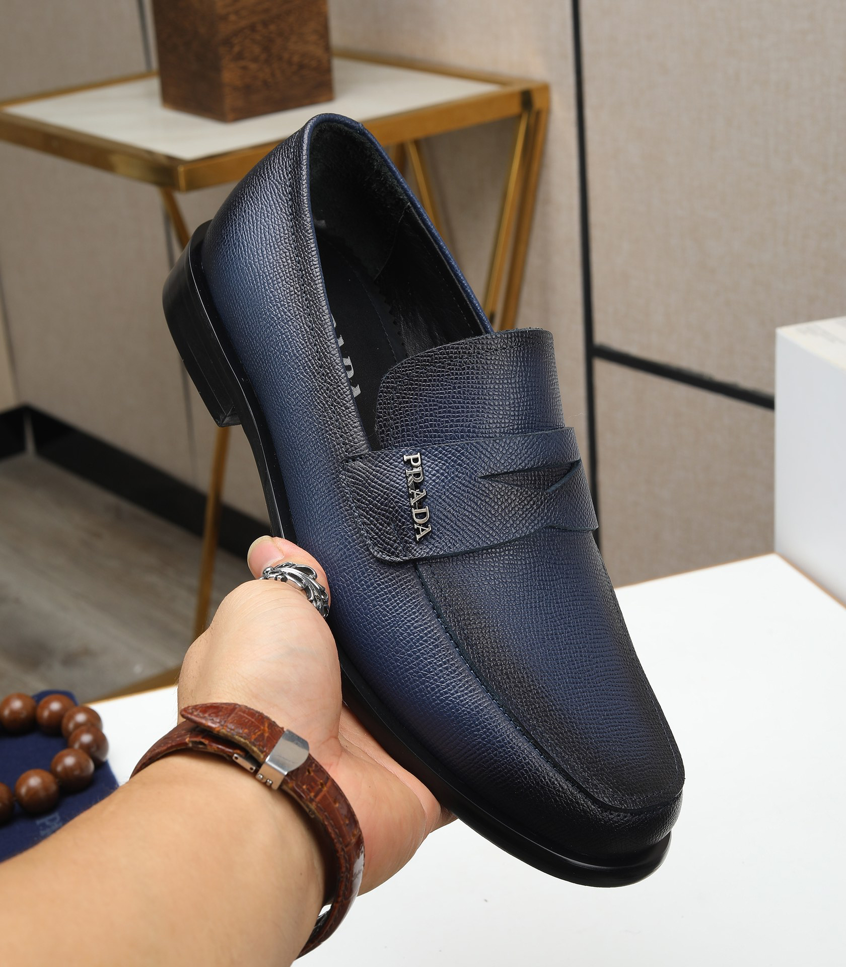 Prada men's leather shoes-63