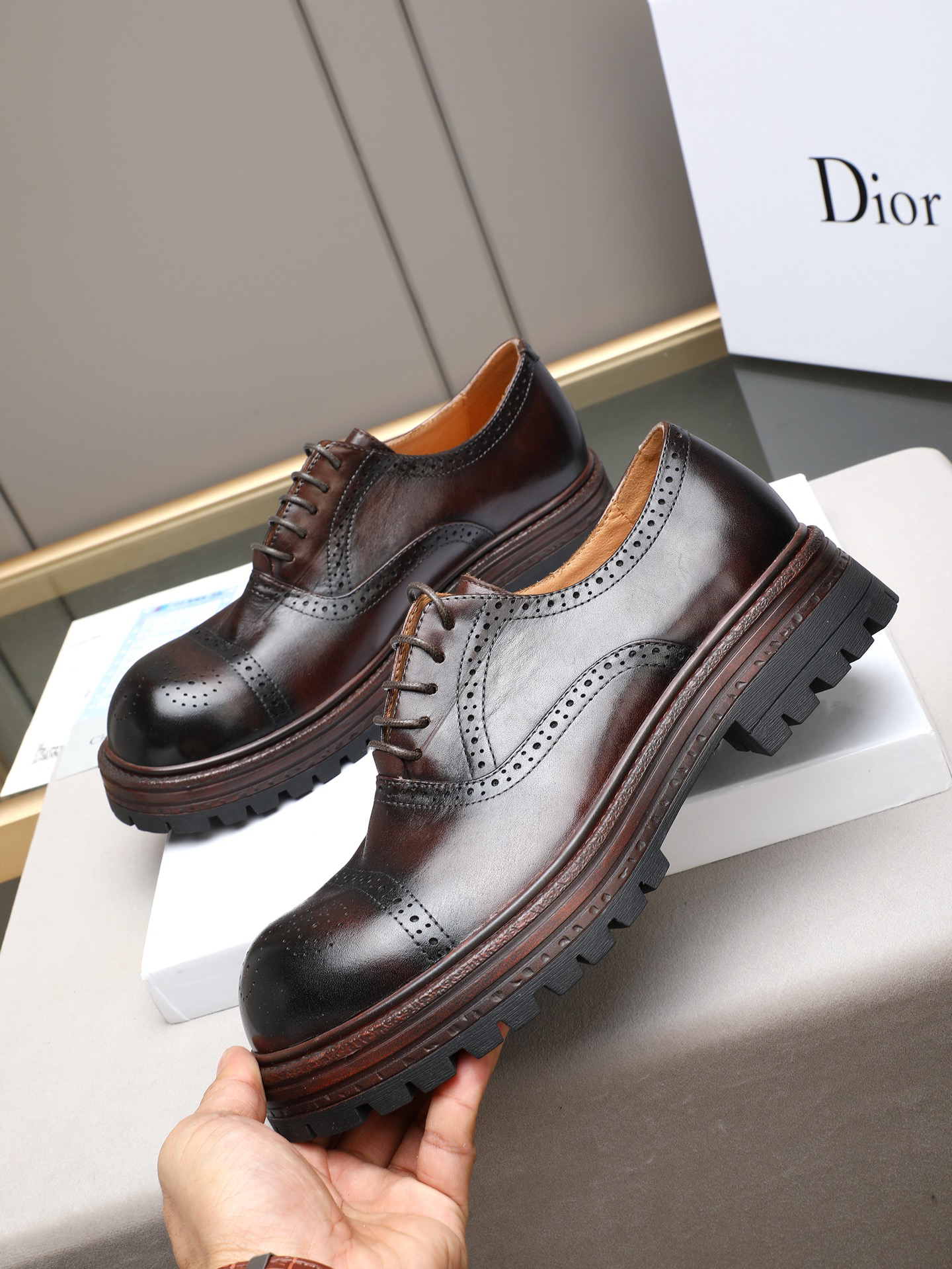 Dior men's leather shoes-15