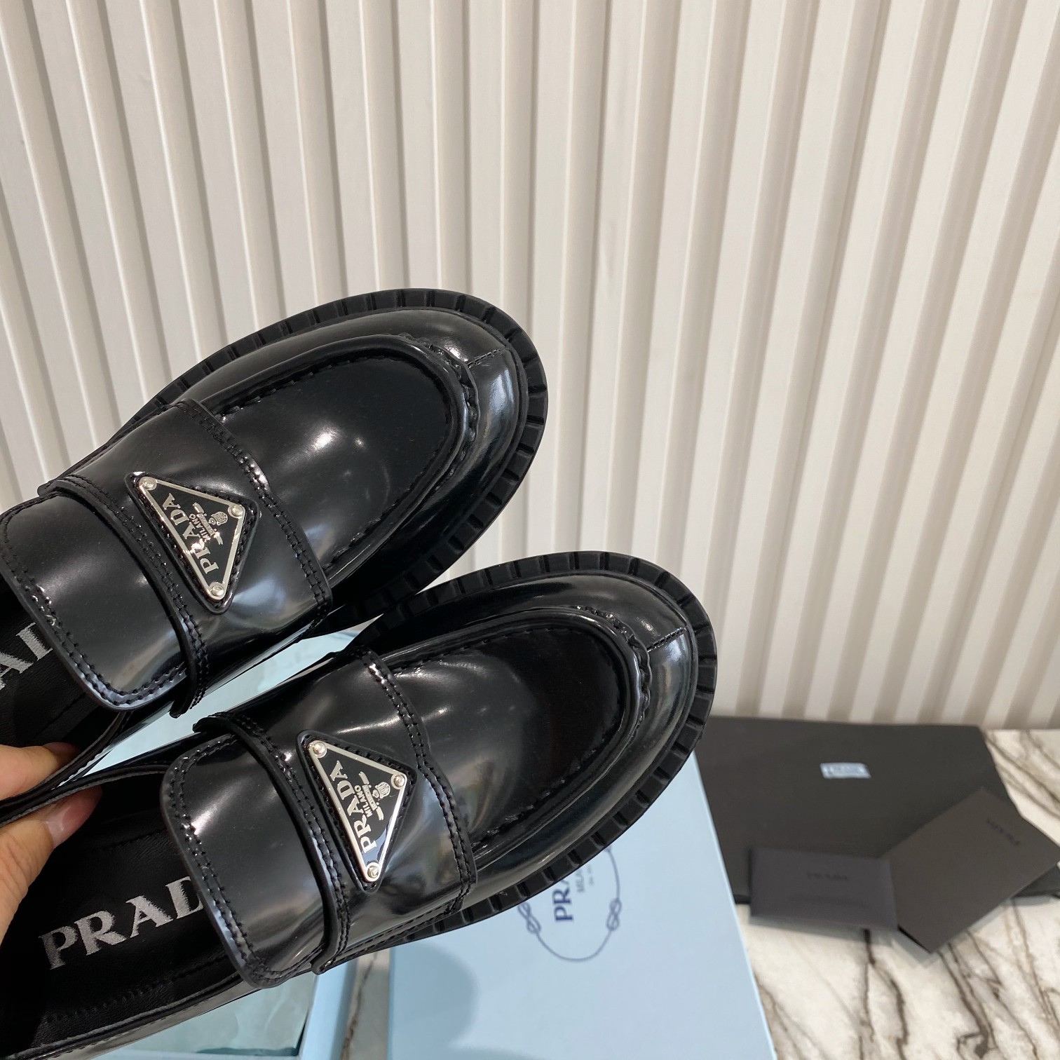 Prada men's leather shoes-9