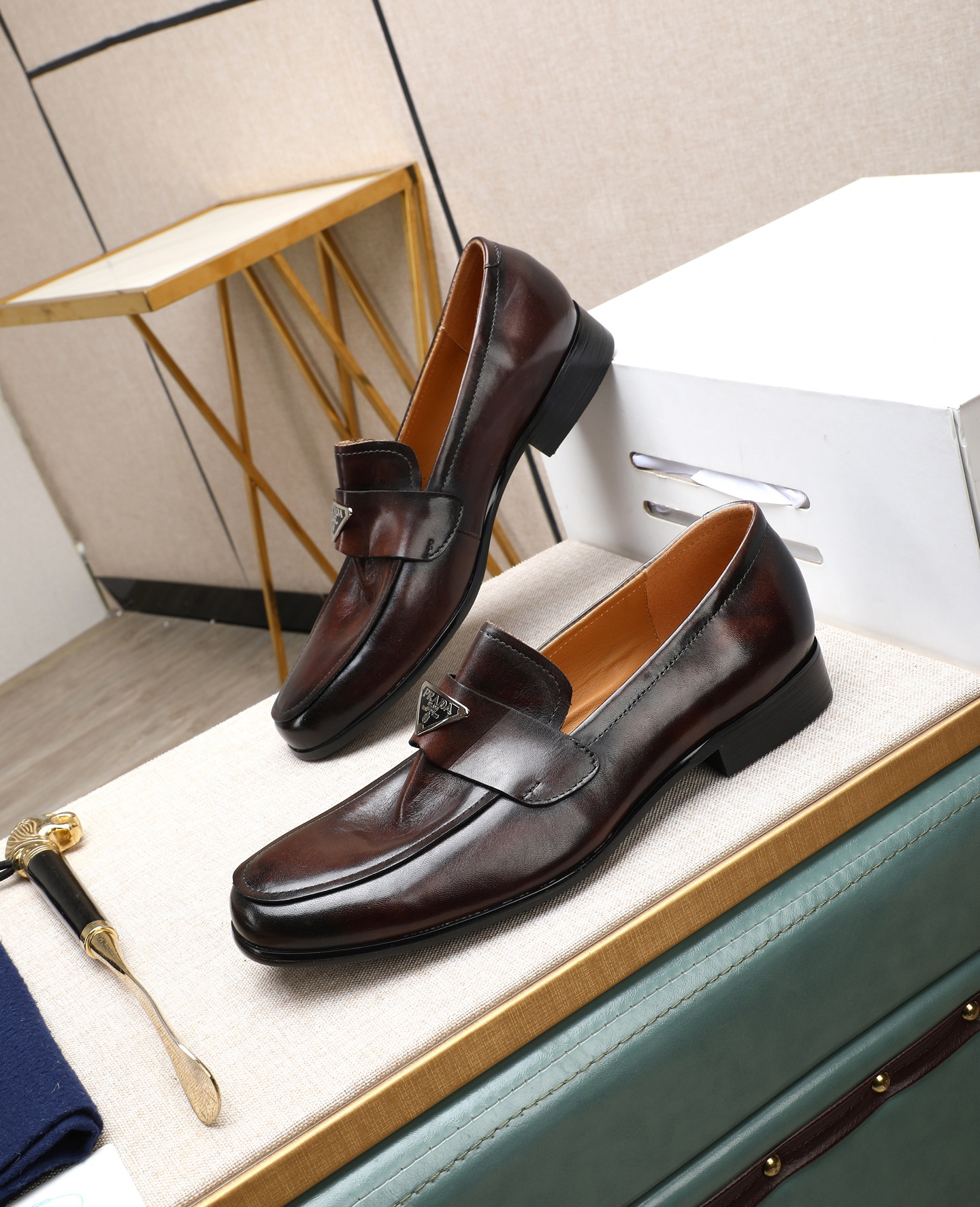 Prada men's leather shoes-57