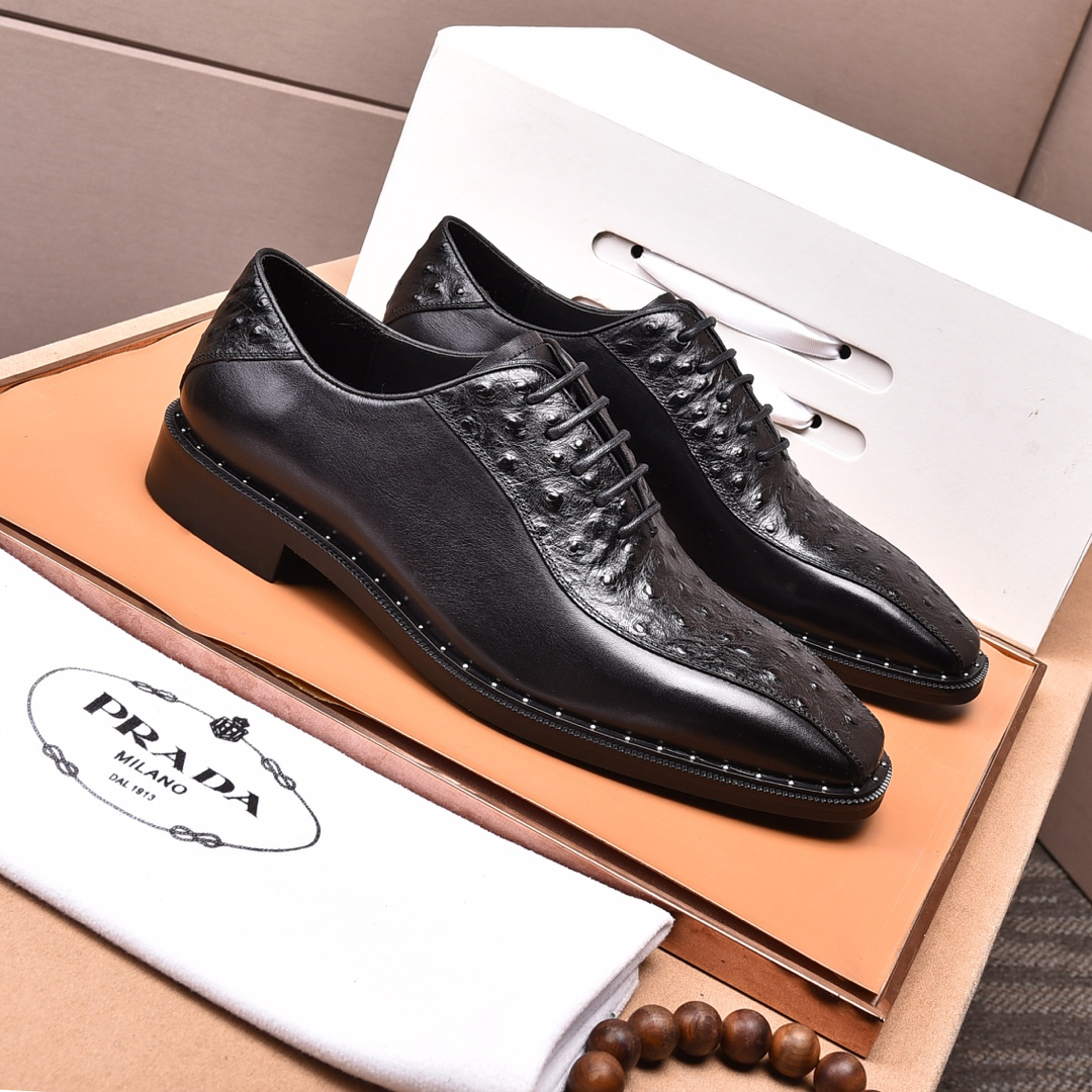 Prada men's leather shoes-71