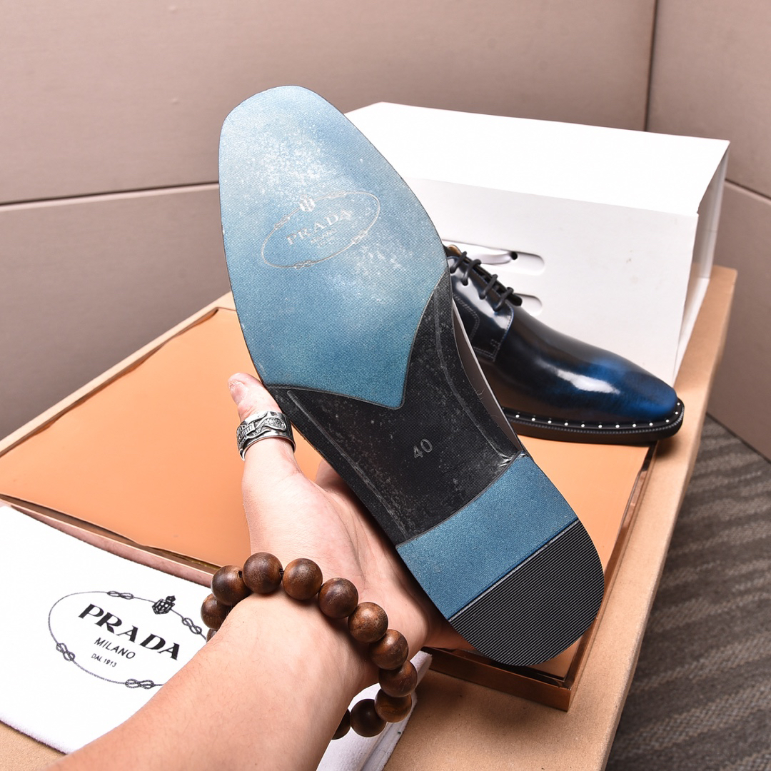 Prada men's leather shoes-81