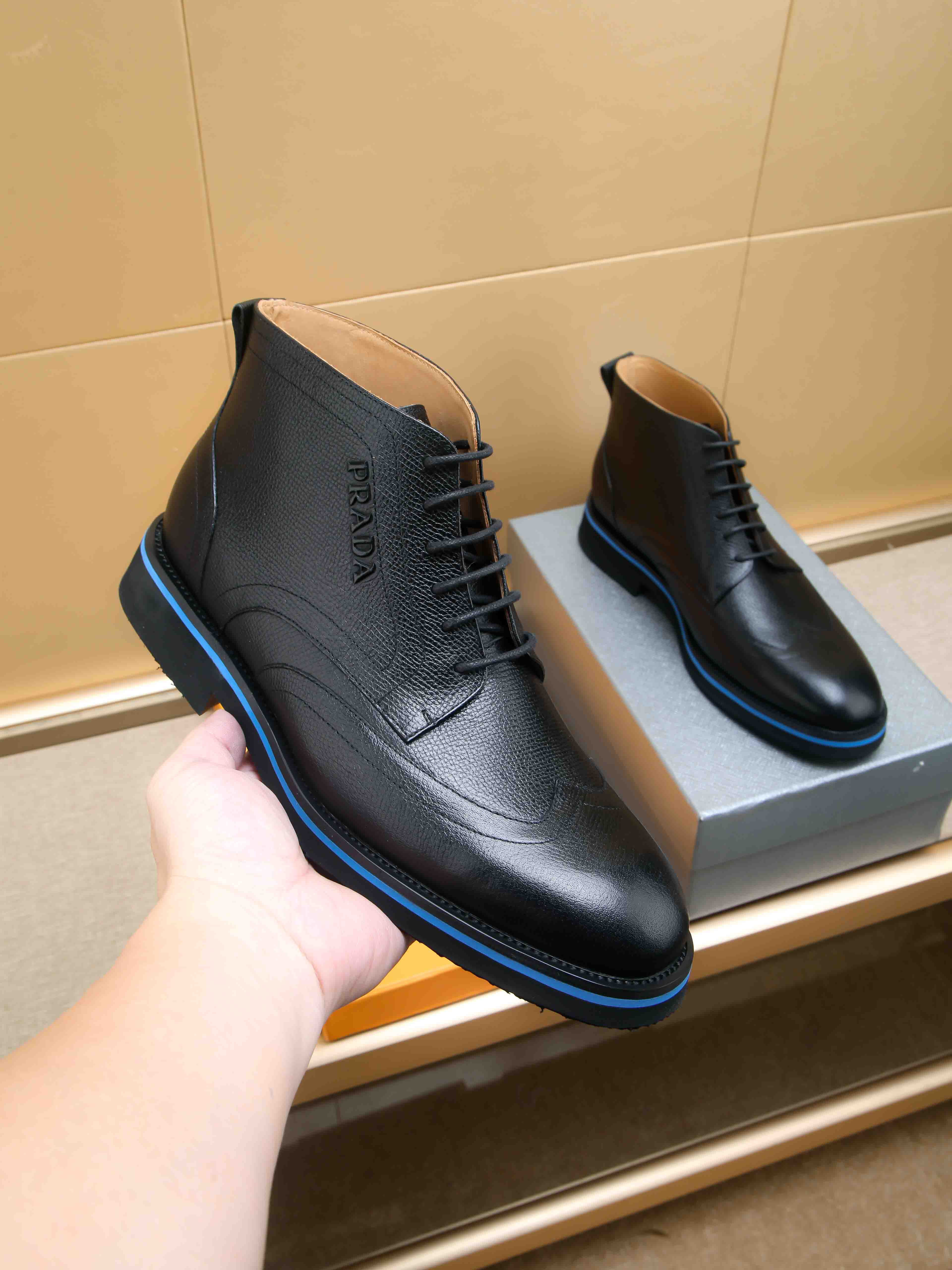 Prada men's leather shoes-83