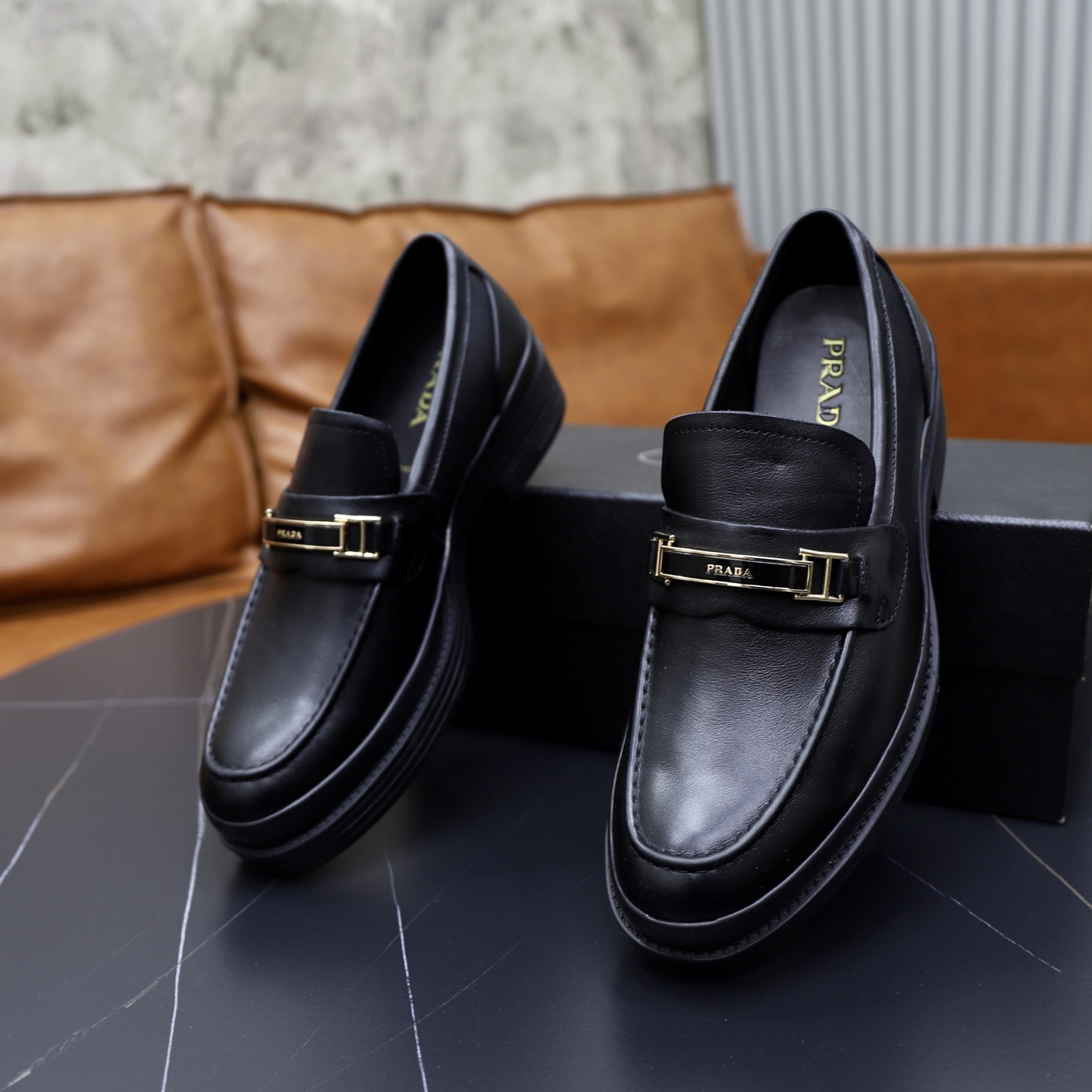 Prada men's leather shoes-65