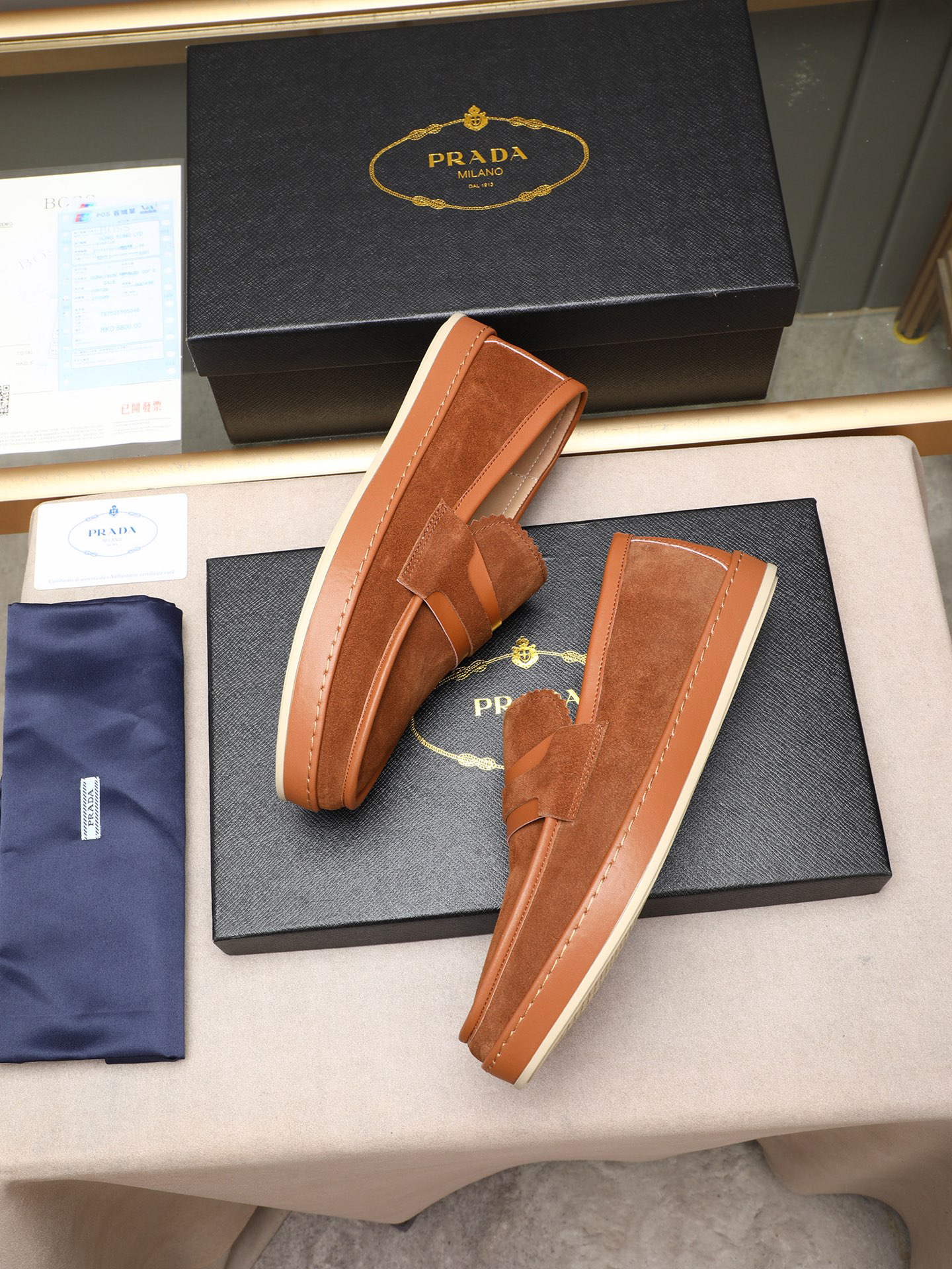 Prada men's leather shoes-1