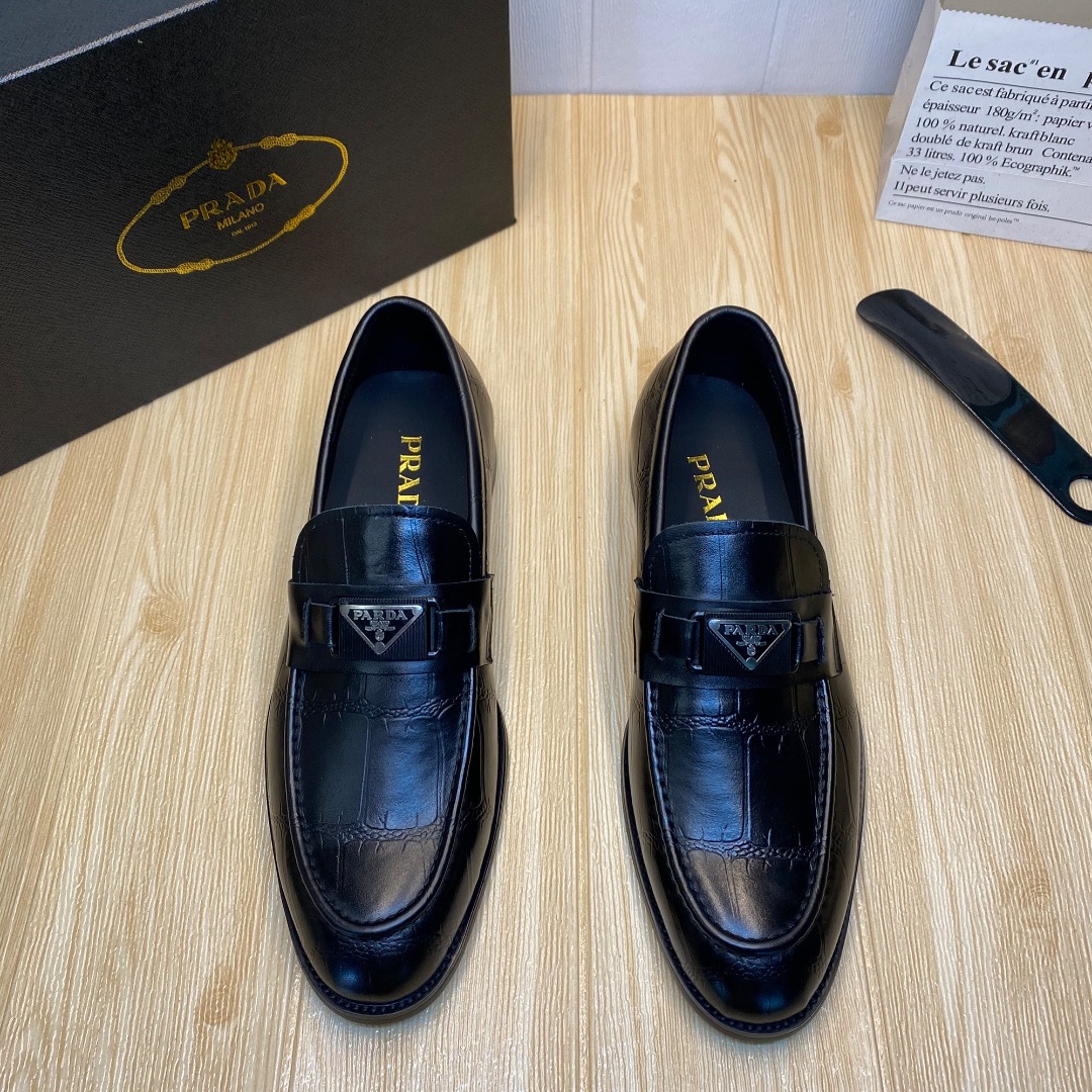 Prada men's leather shoes-6