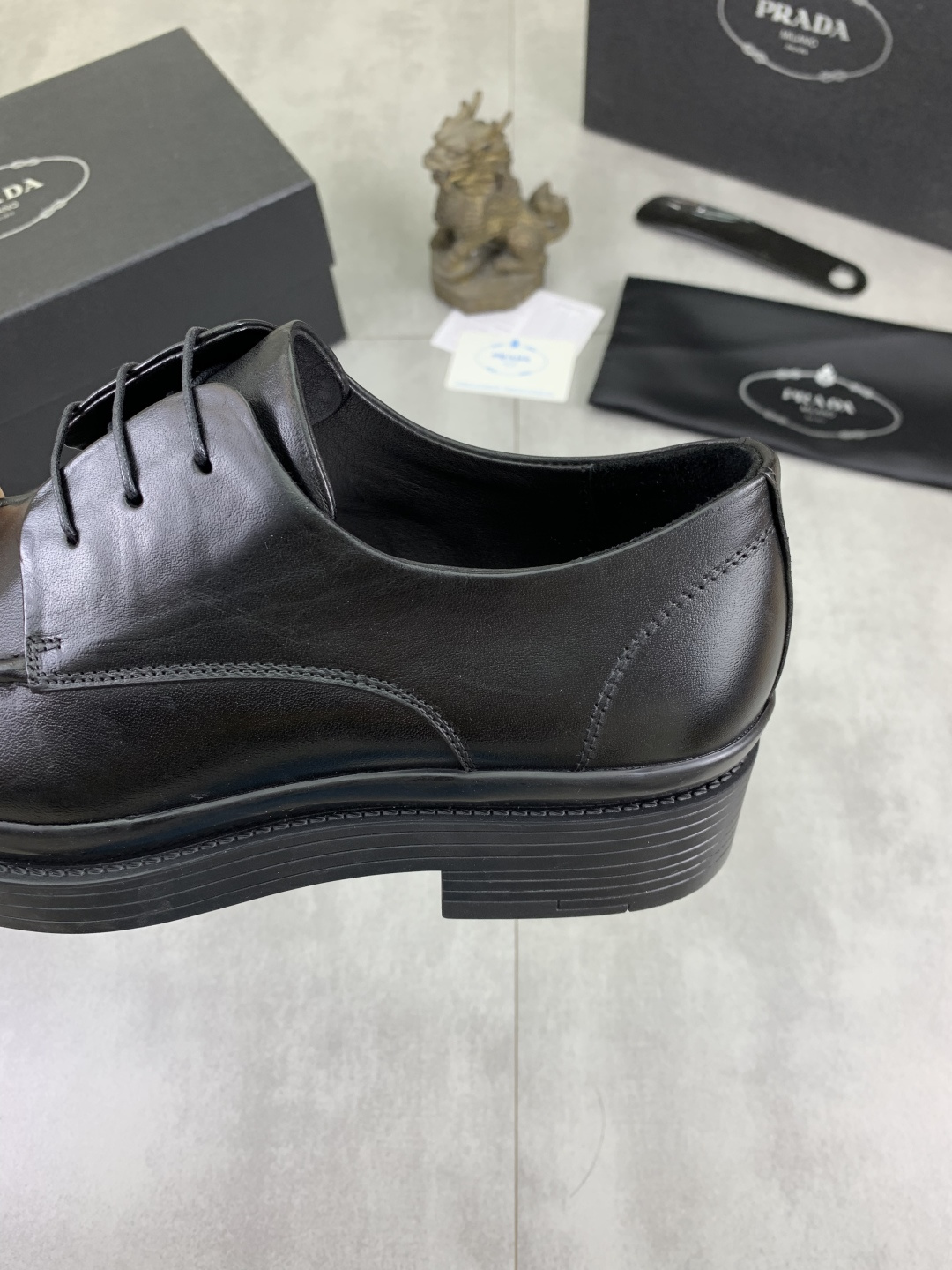 Prada men's leather shoes-14