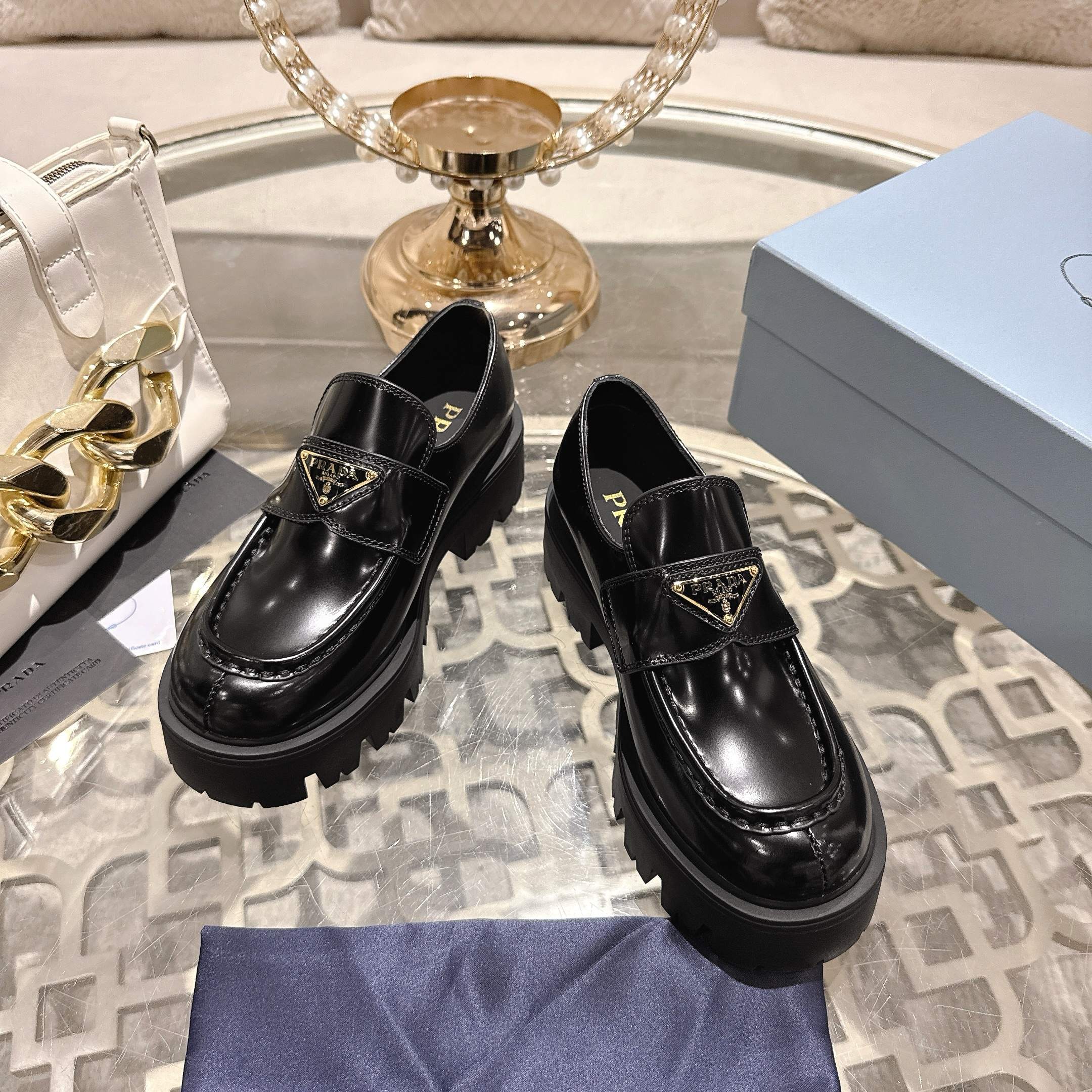 Prada women's leather shoes-13