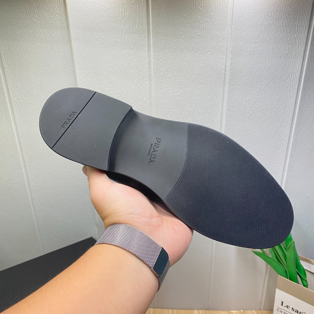 Prada men's leather shoes-4