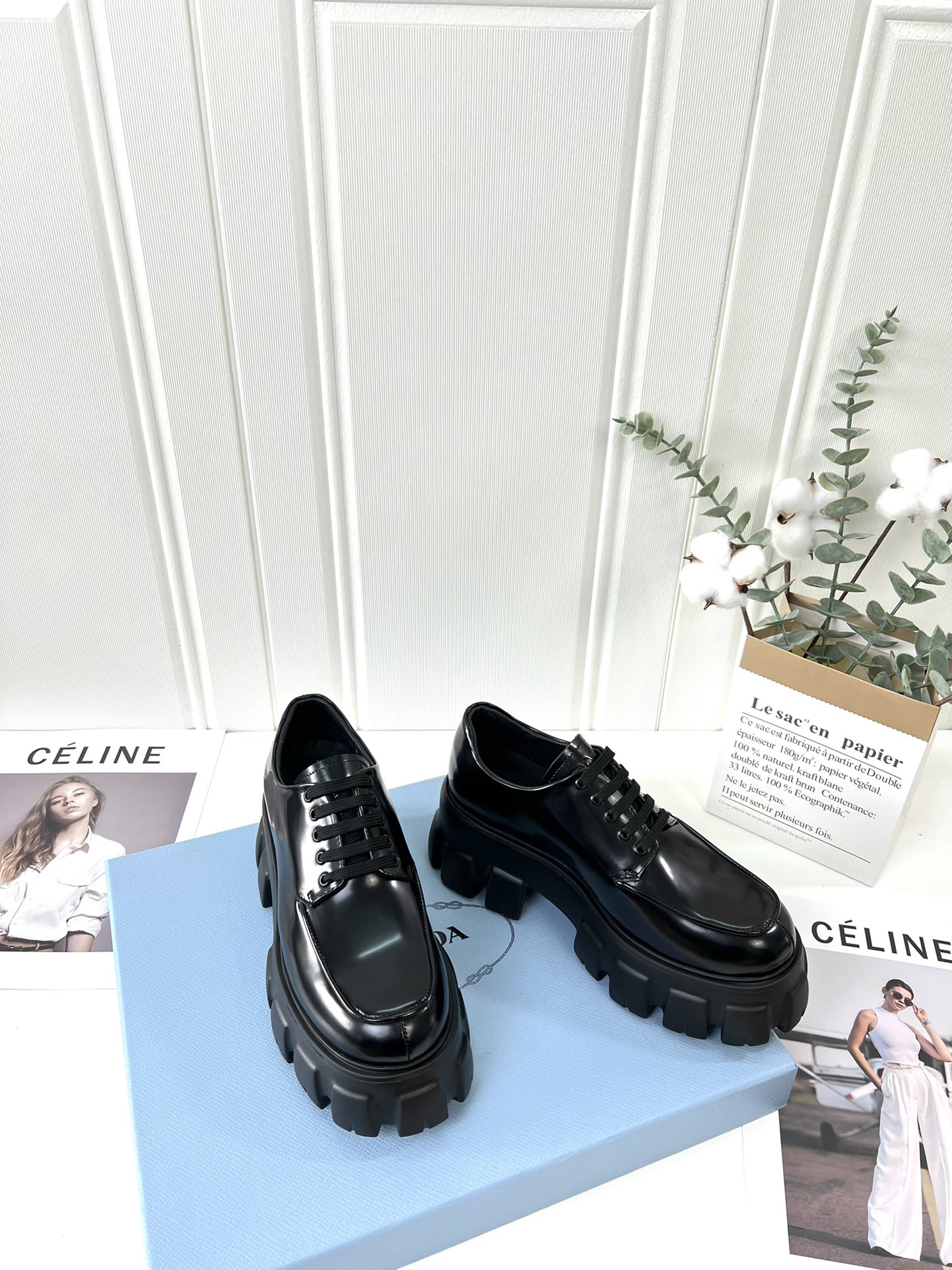 Prada women's leather shoes-22