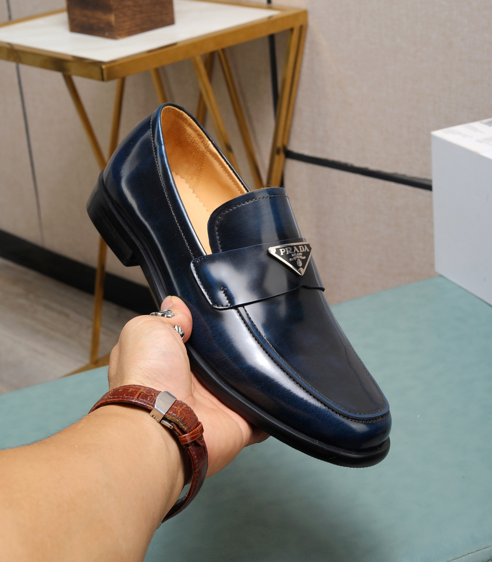 Prada men's leather shoes-37